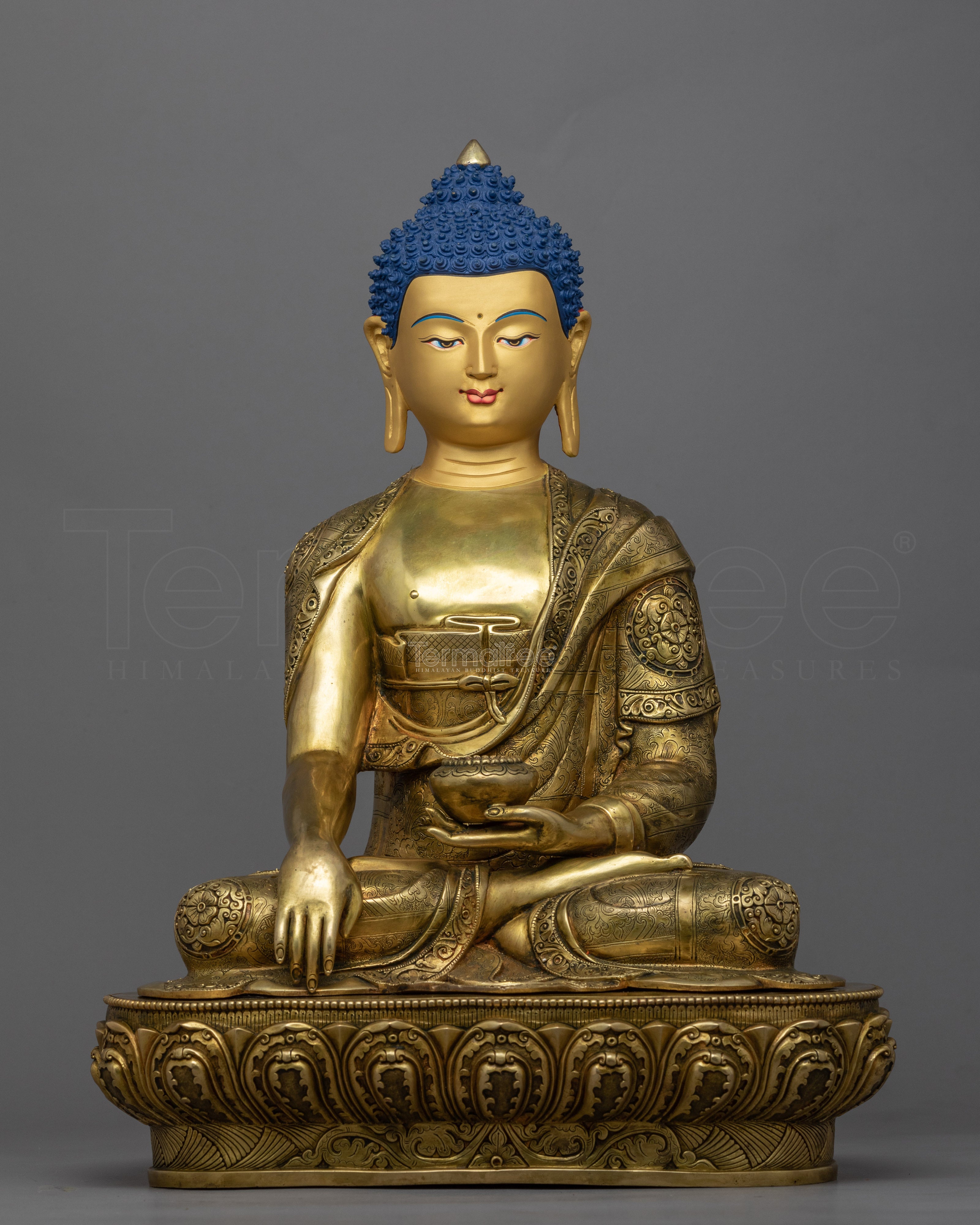 Shakyamuni Buddha Aarti Statue | Gold-Plated Himalayan Artwork