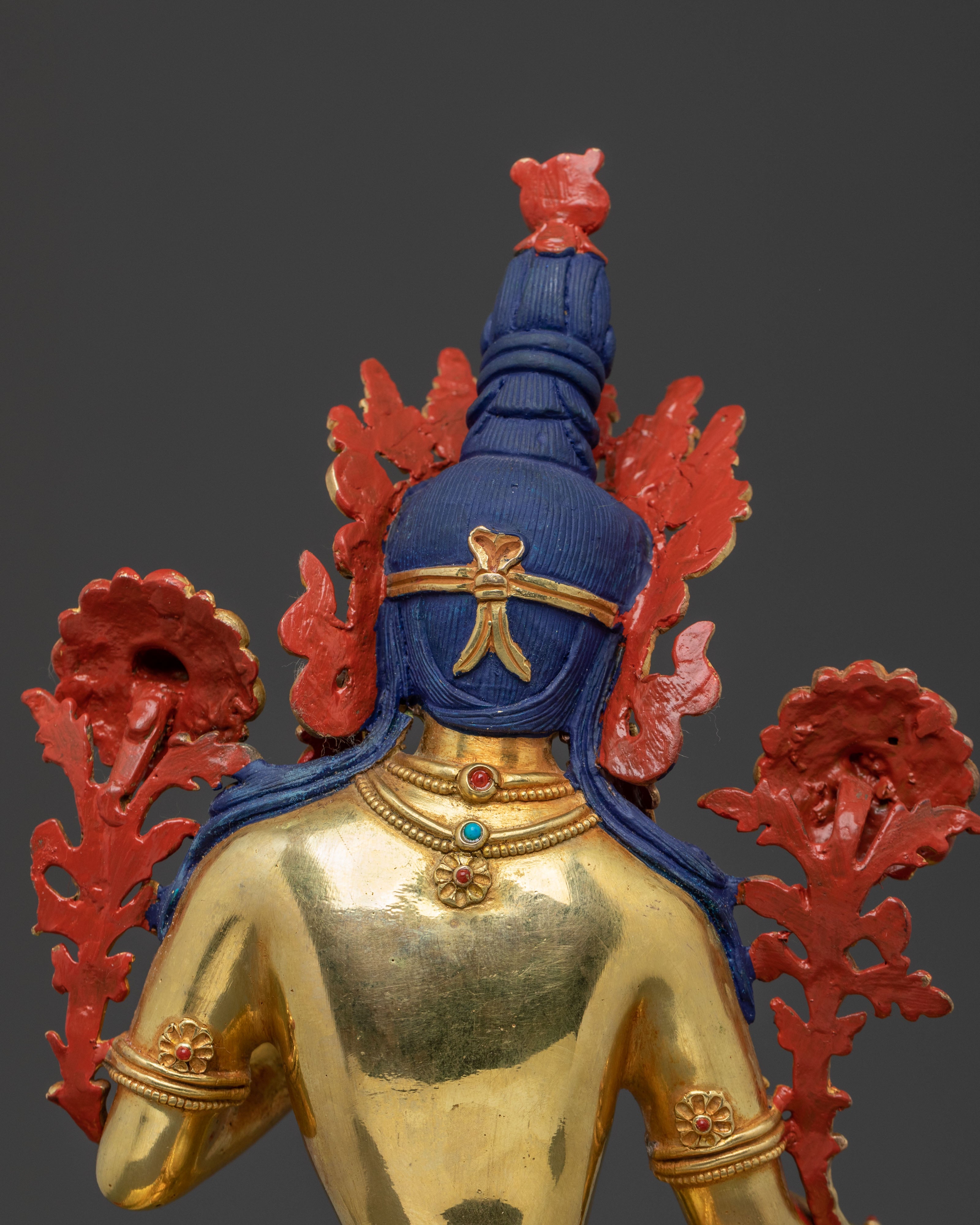 Green Tara Statue On Throne | Sacred Altar Decor