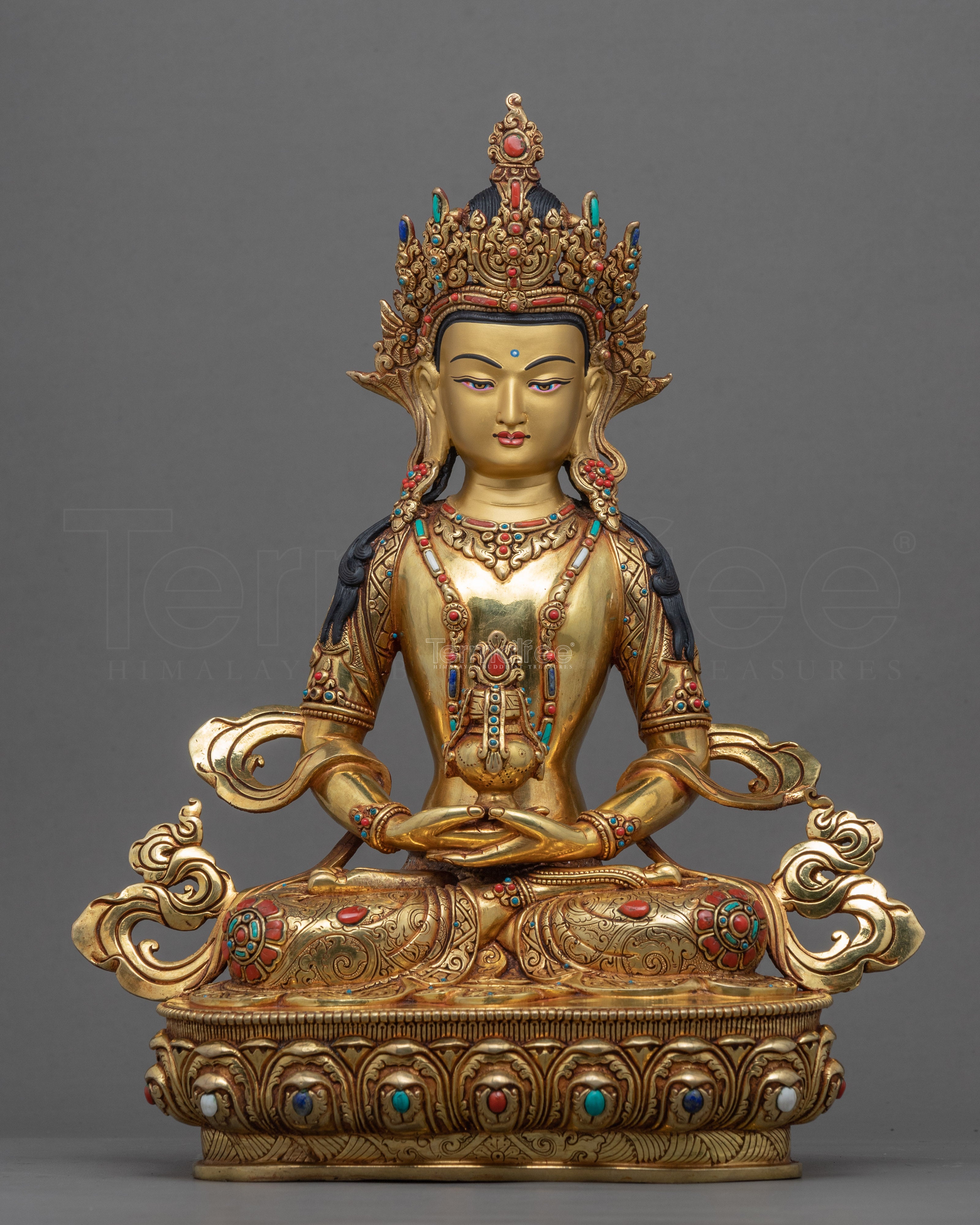 Gold-Gilded Statue For Amitayus Short Mantra Practice | Traditional Buddhist Art
