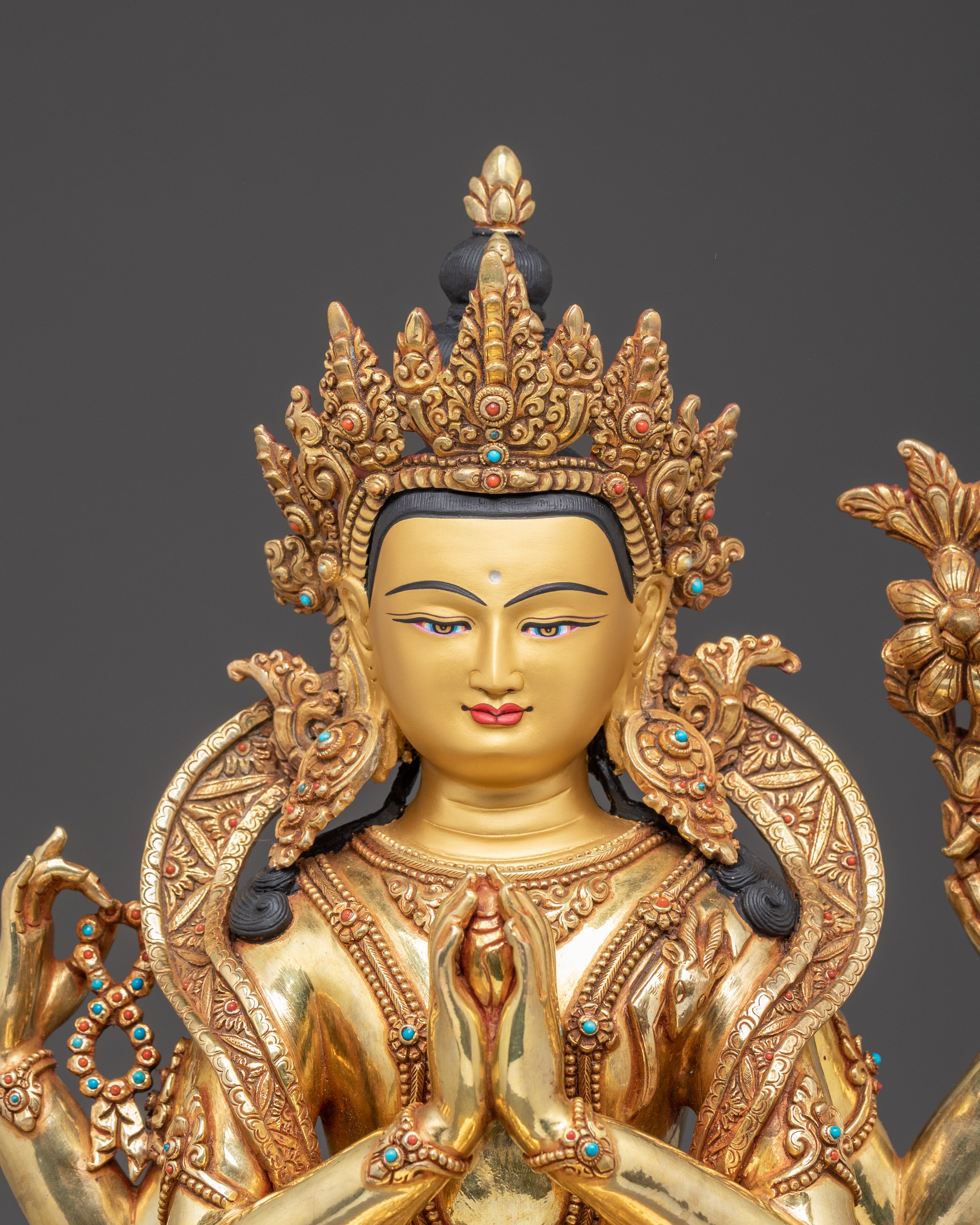 Handmade Golden Statue of Compassion Bodhisattva Avalokiteshvara