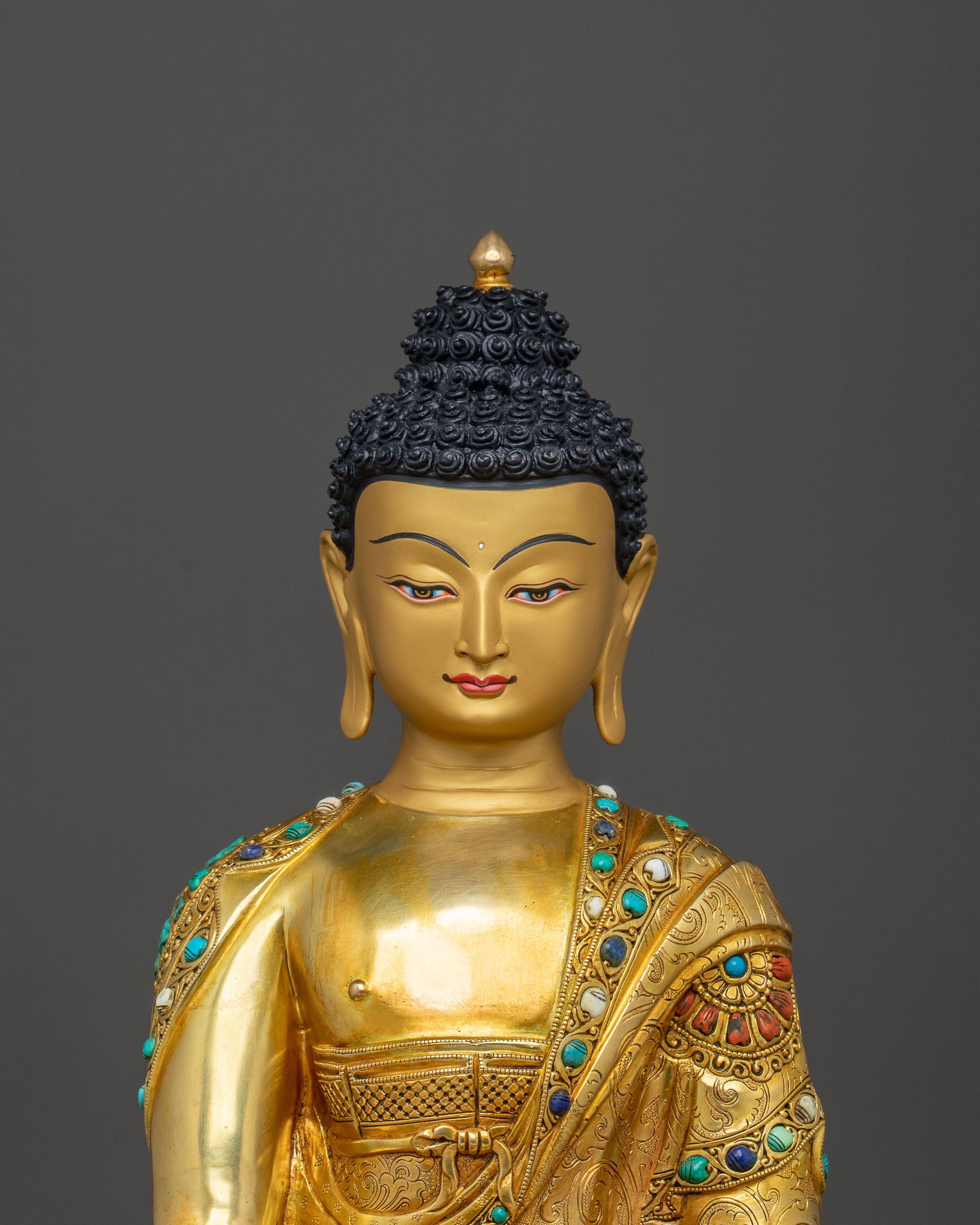 Shakyamuni Buddha Golden Dharma Statue | Enlightened Master of Wisdom