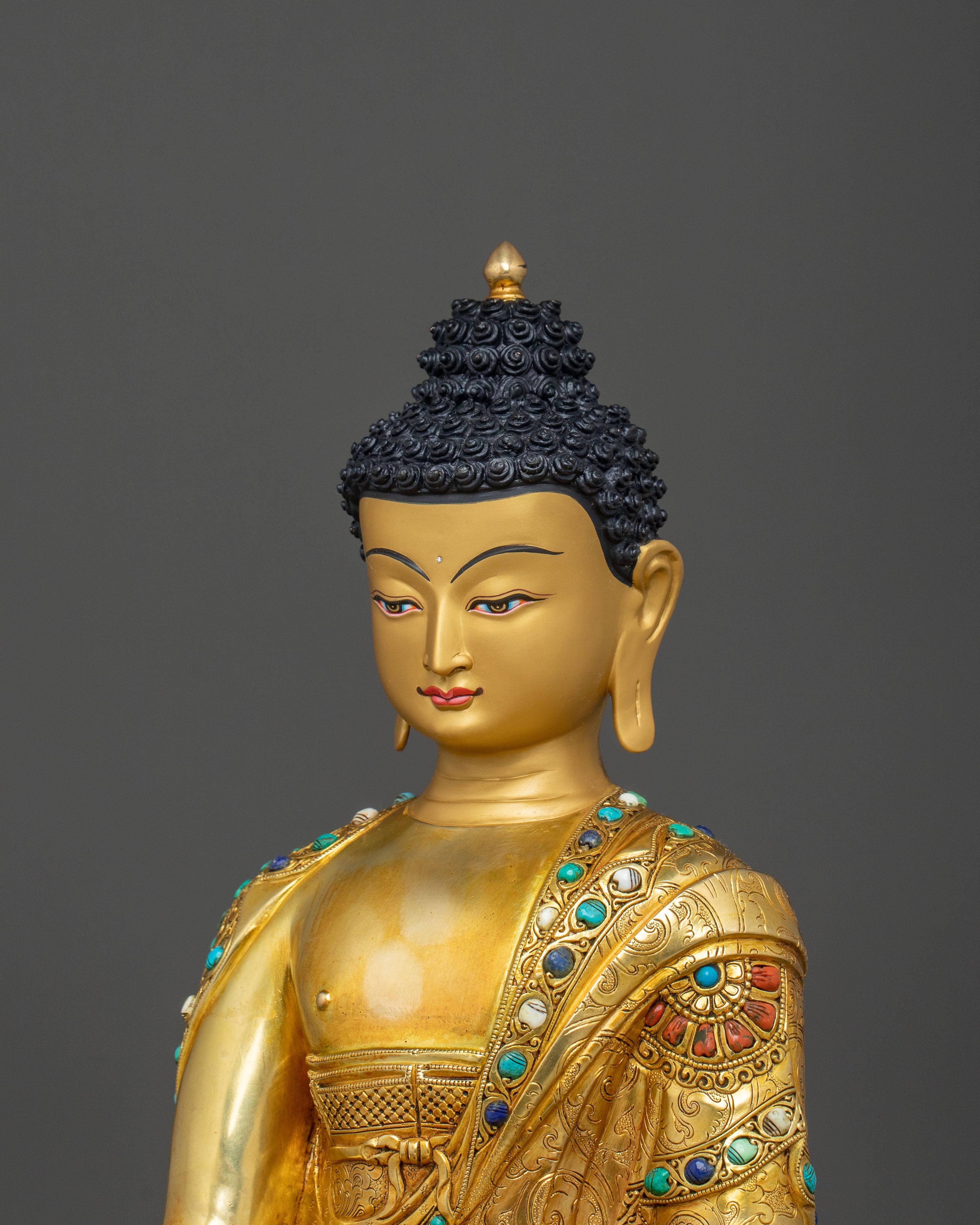 Shakyamuni Buddha Golden Dharma Statue | Enlightened Master of Wisdom