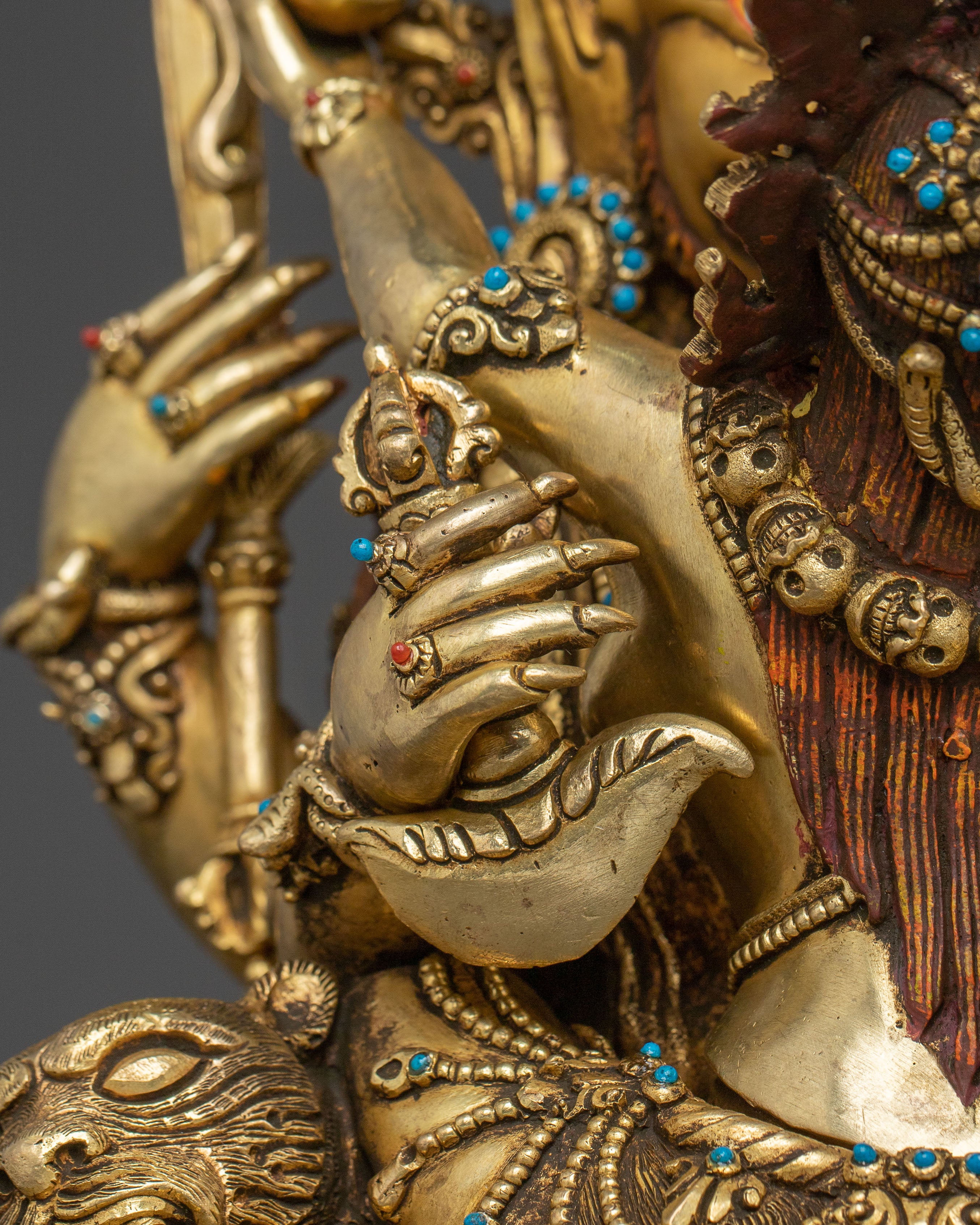 Chaturbhuja Mahakala Statue with Consort | Wrathful Protector