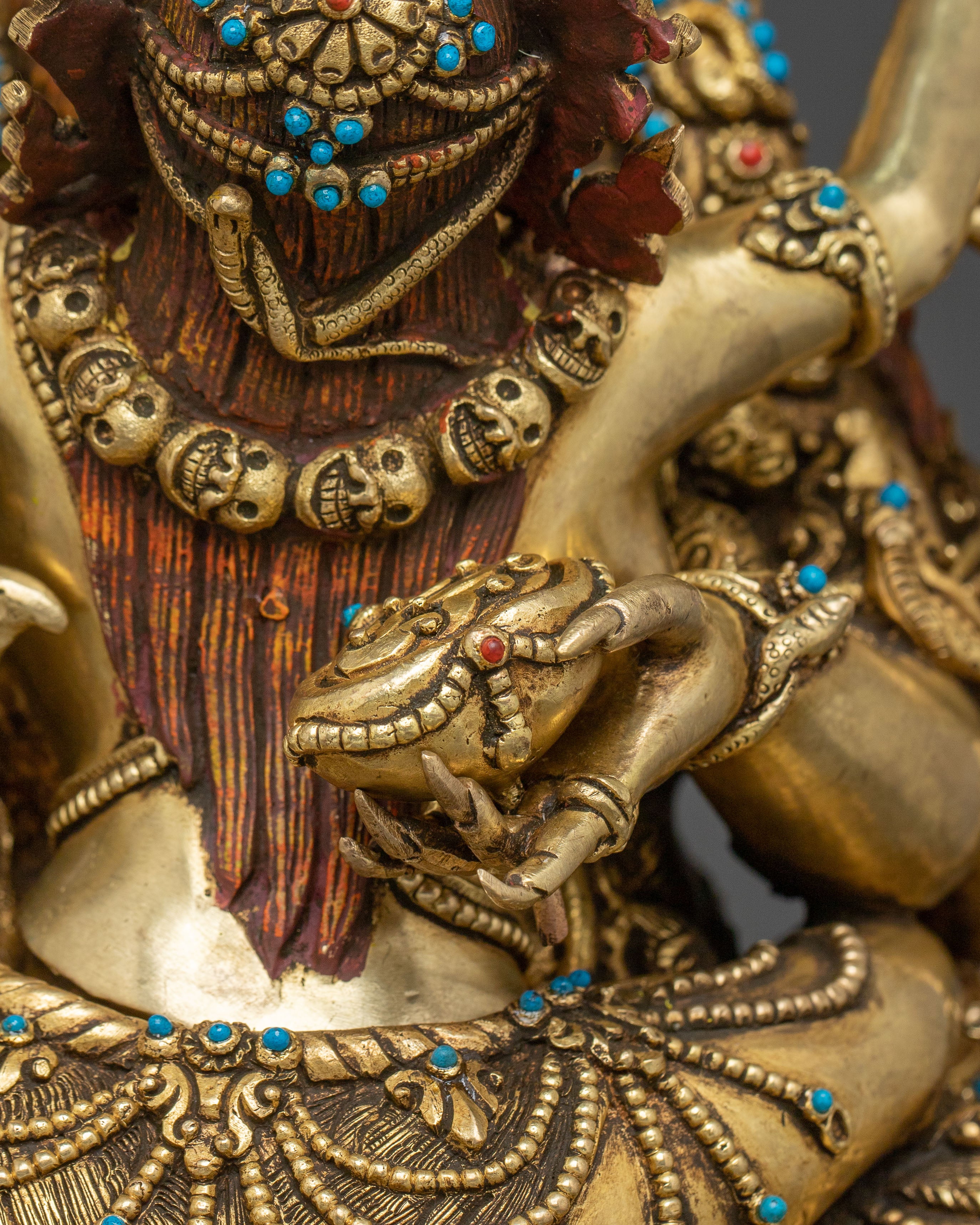 Chaturbhuja Mahakala Statue with Consort | Wrathful Protector