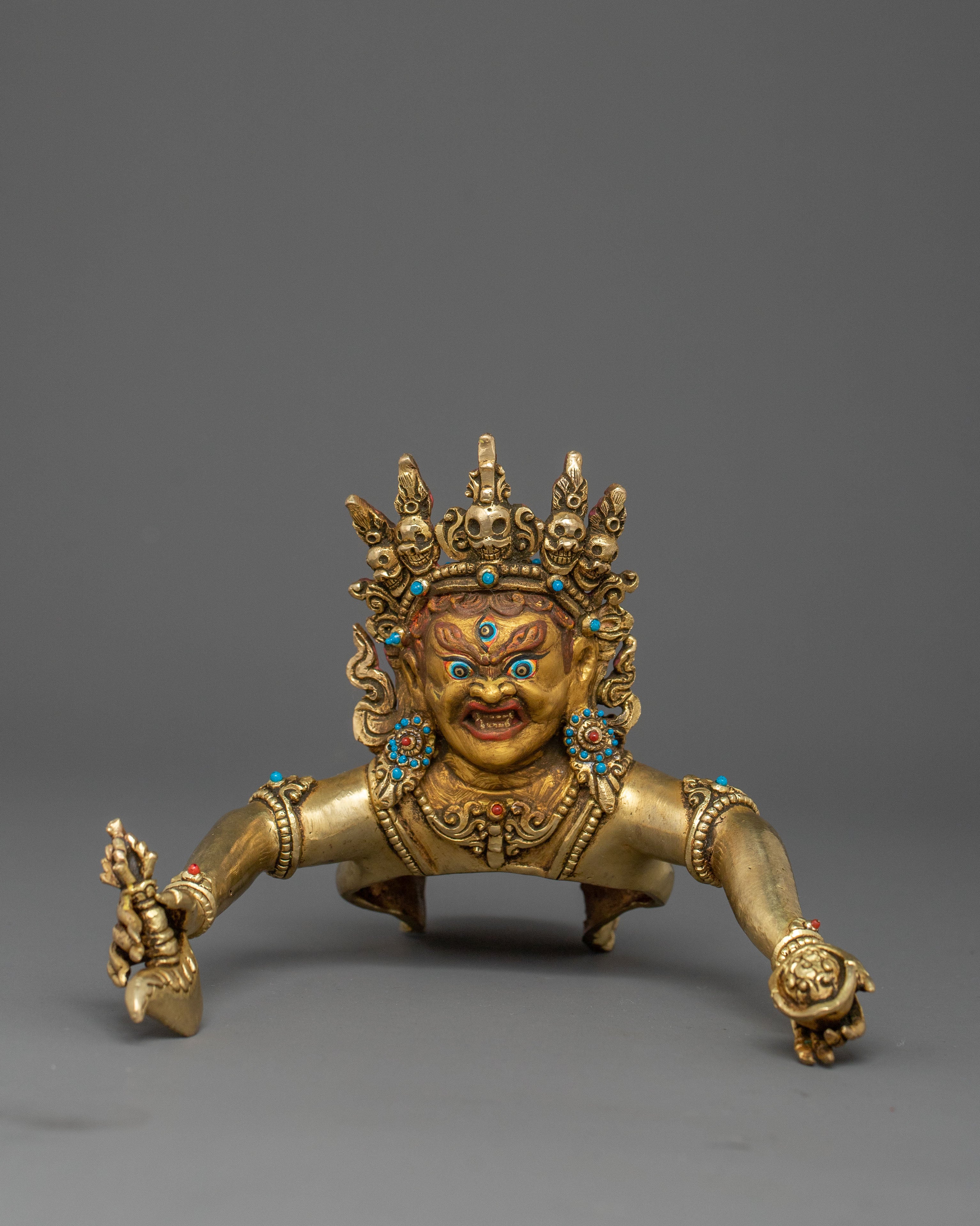 Chaturbhuja Mahakala Statue with Consort | Wrathful Protector