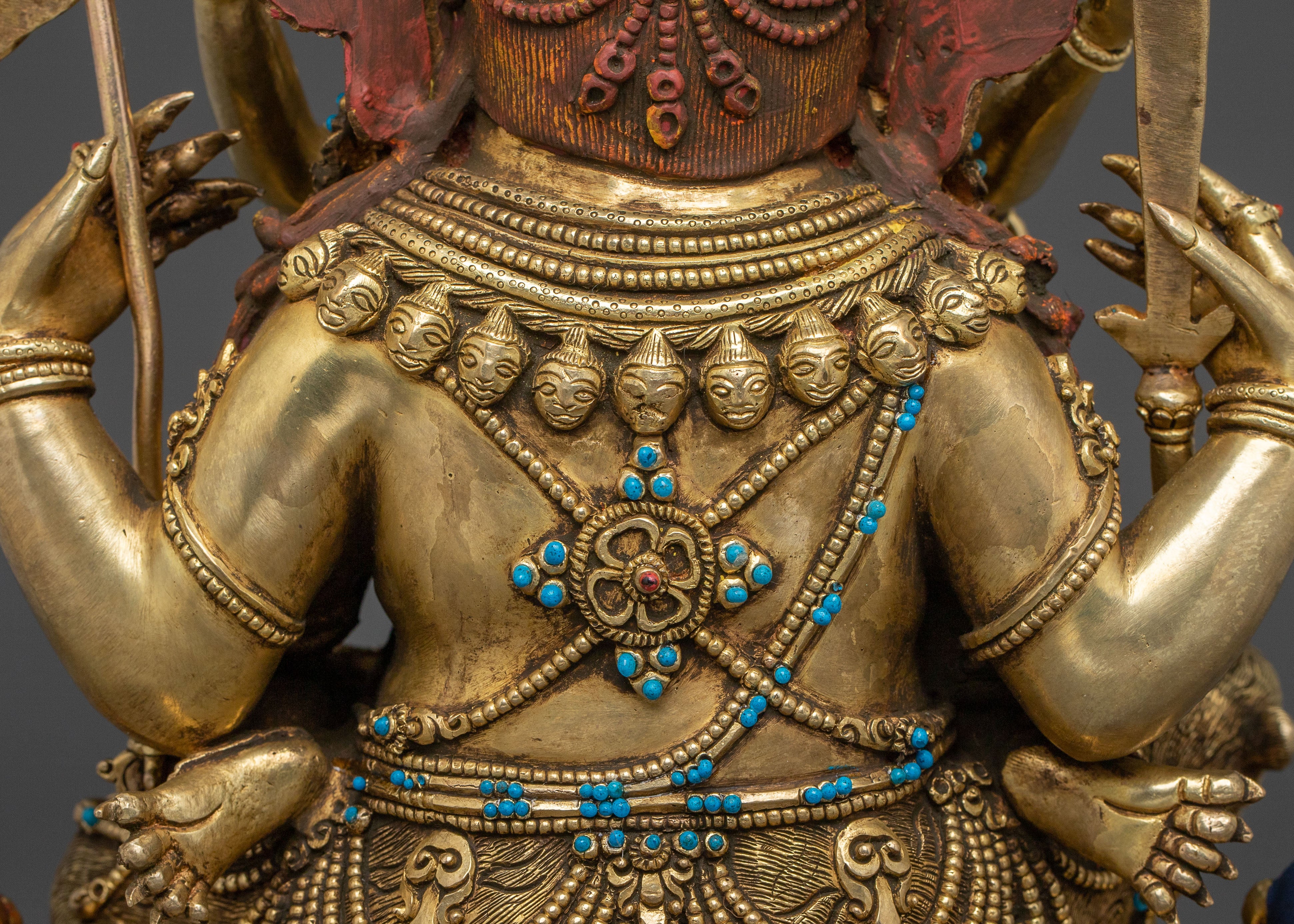 Chaturbhuja Mahakala Statue with Consort | Wrathful Protector