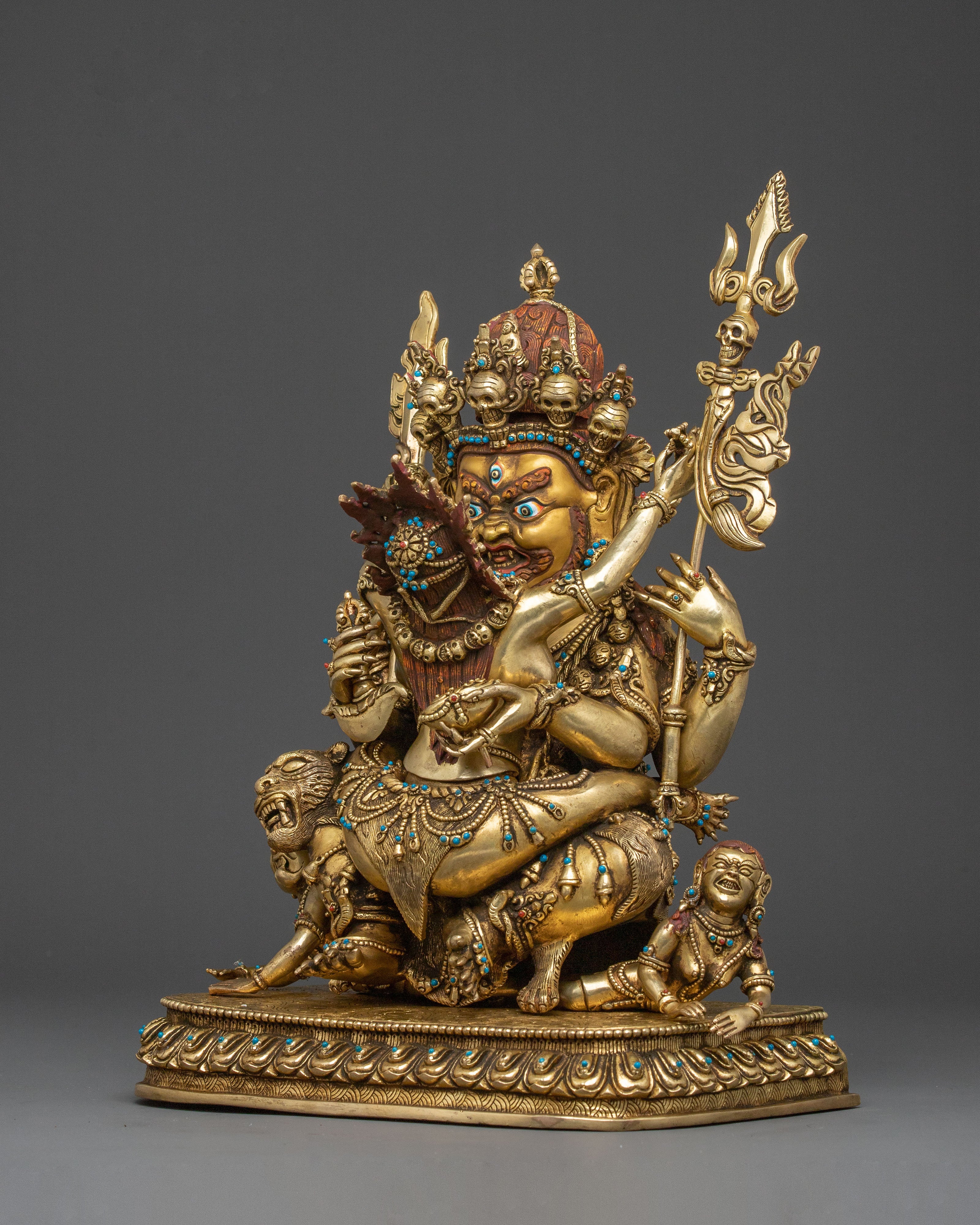 Chaturbhuja Mahakala Statue with Consort | Wrathful Protector