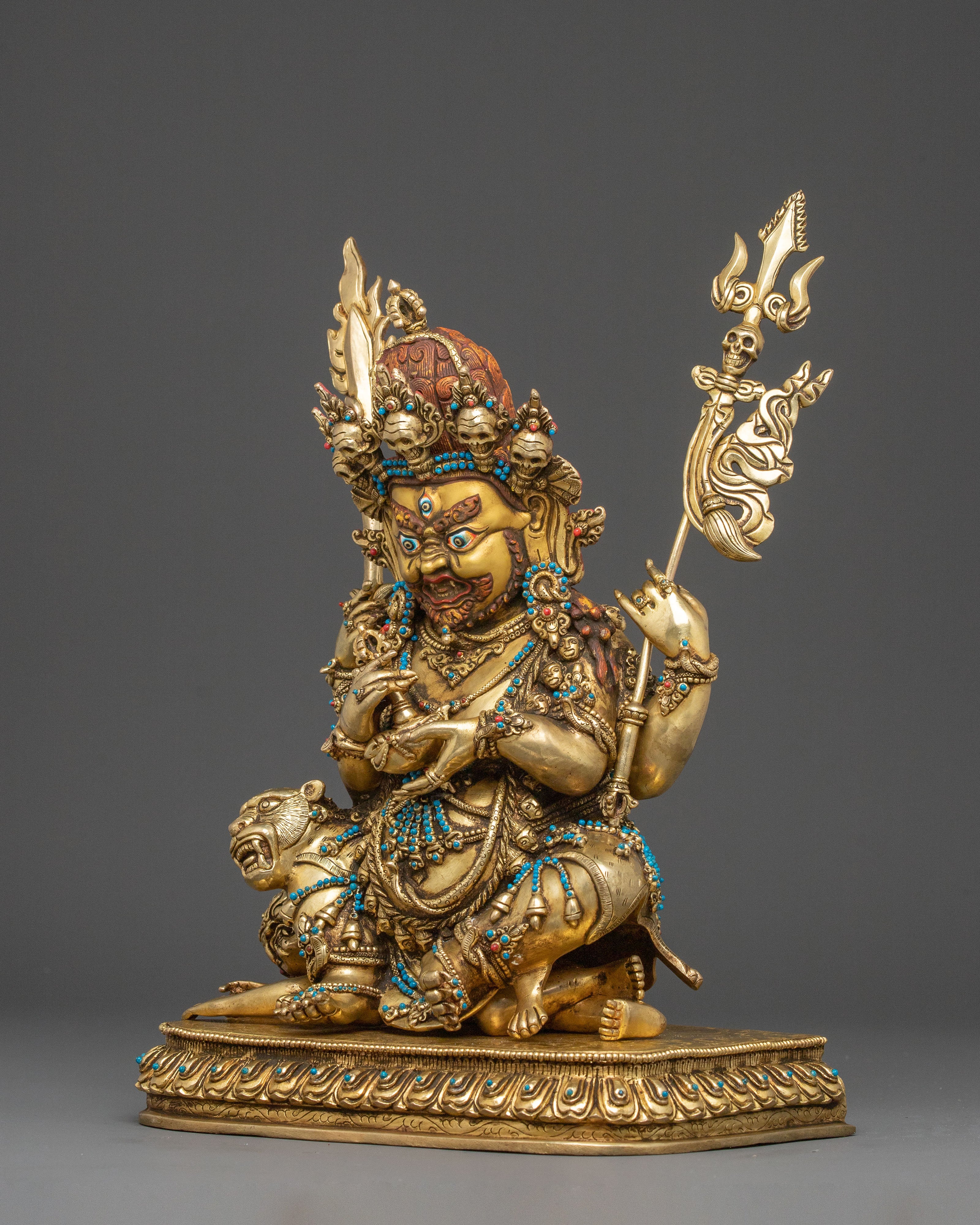 Chaturbhuja Mahakala: 24K Gold Gilded Protector