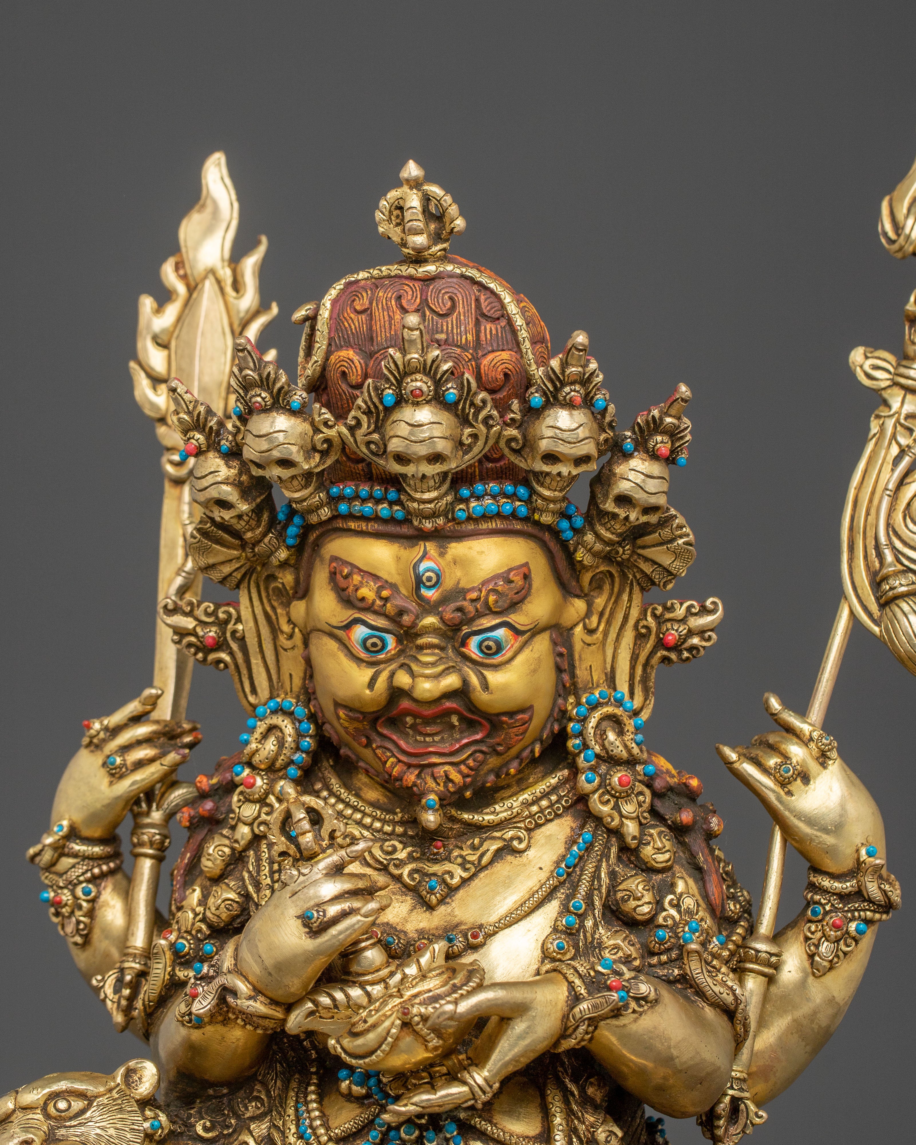 Chaturbhuja Mahakala: 24K Gold Gilded Protector