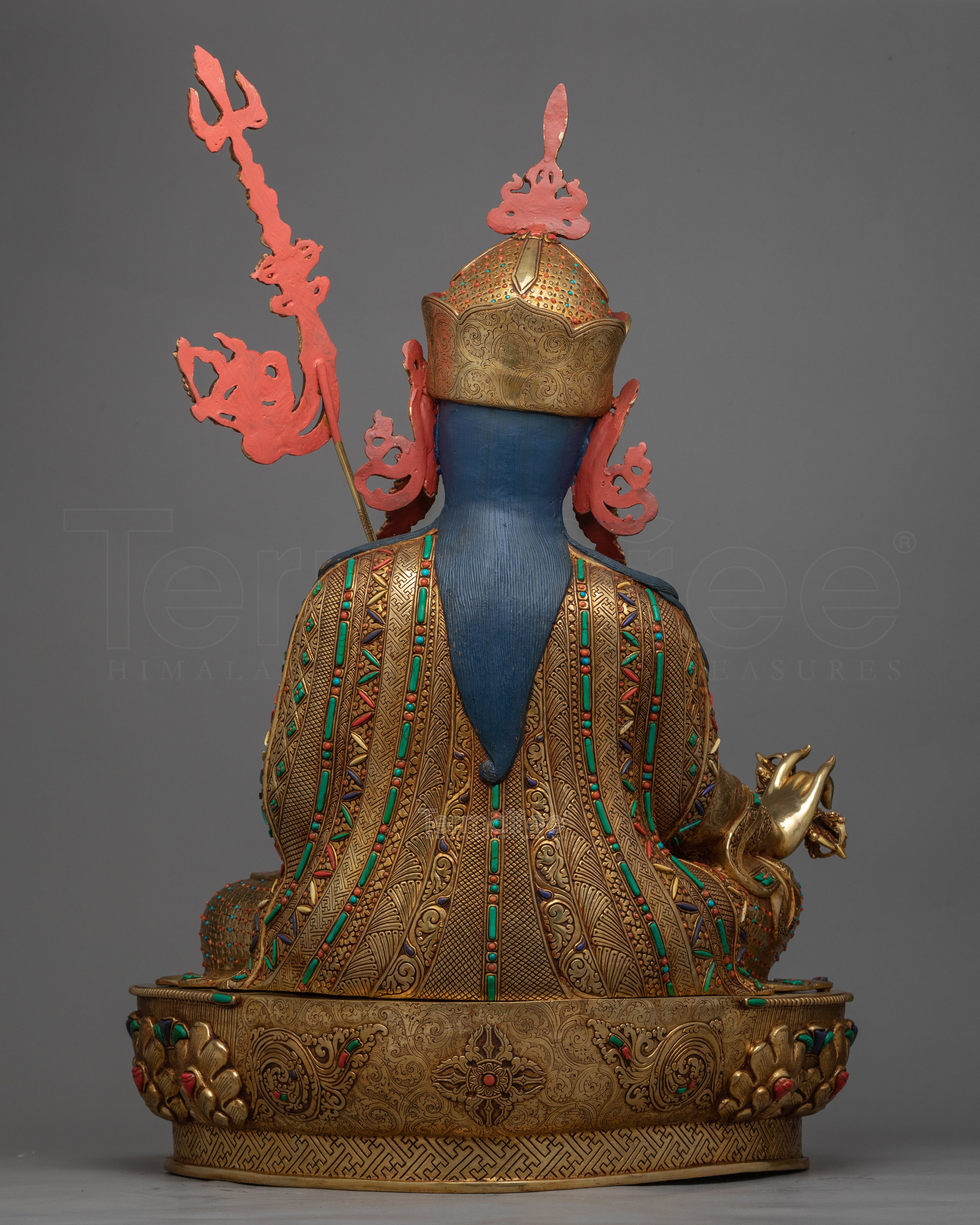 Traditional Guru Rinpoche Tibet Statue | Gold-Plated Himalayan Artwork - Termatree