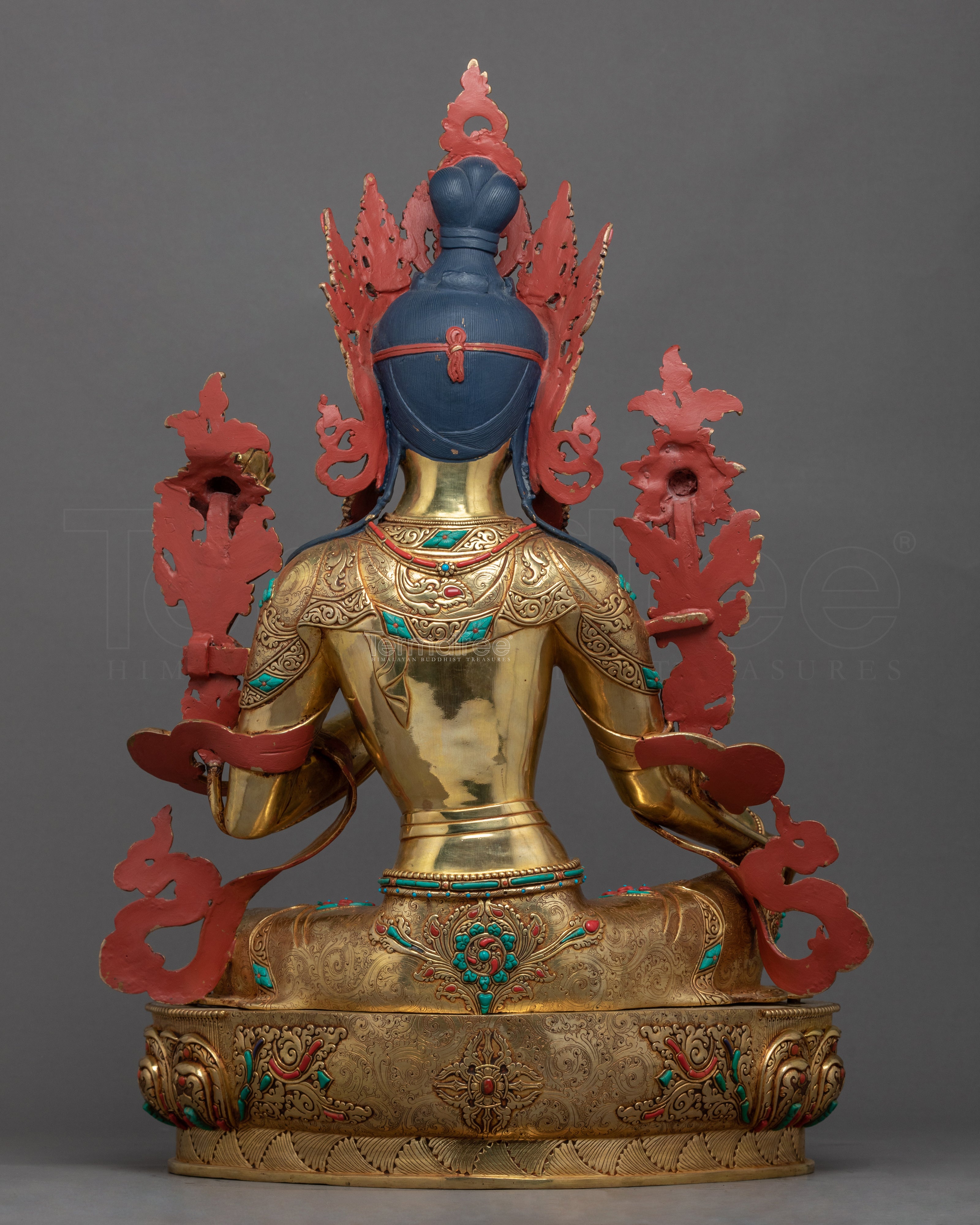 Green Tara Deity Sculpture | Tibetan Art Of Mother Tara Gilded With Gold