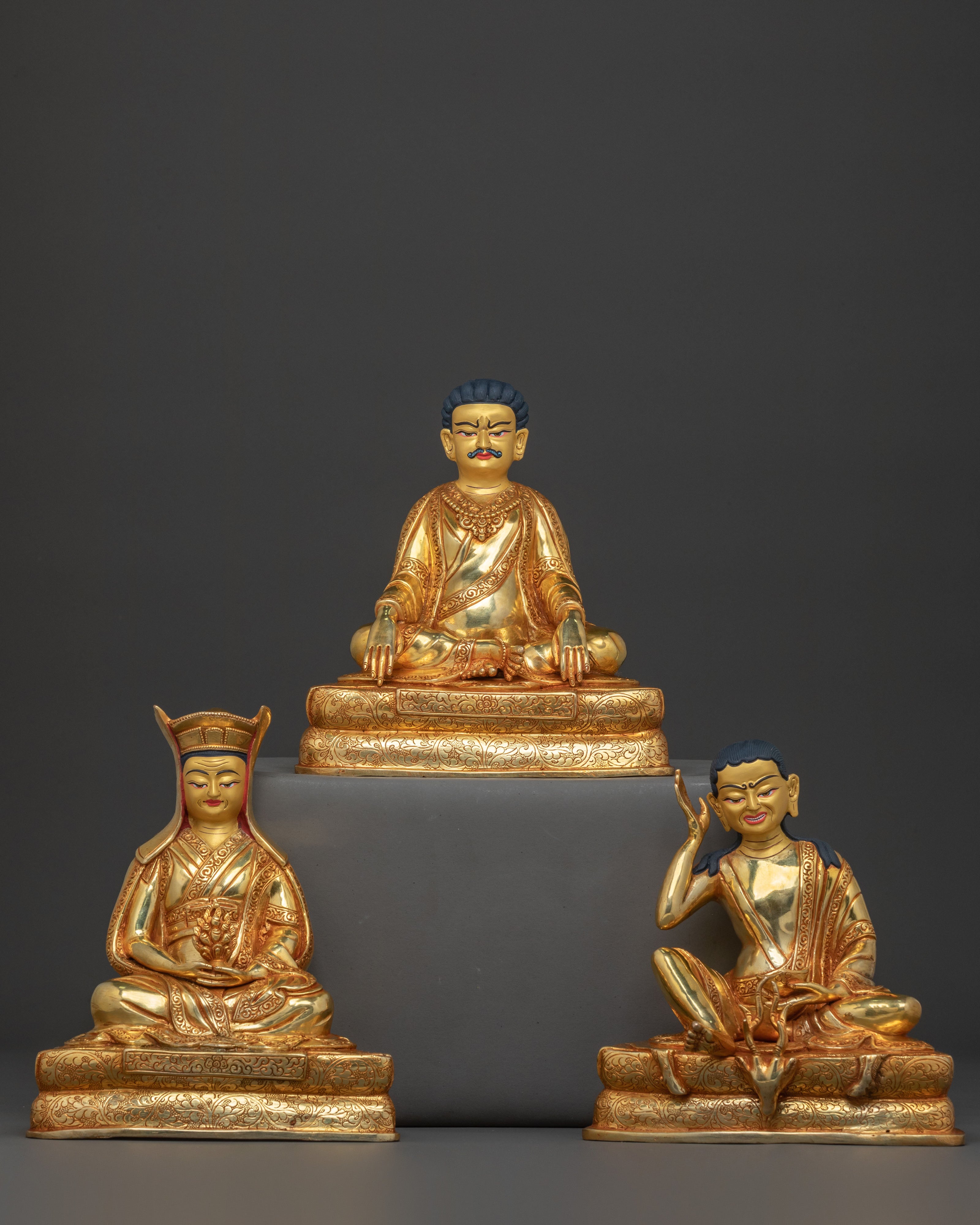 Handcrafted Kagyu Master Statue Set | Divine Figures