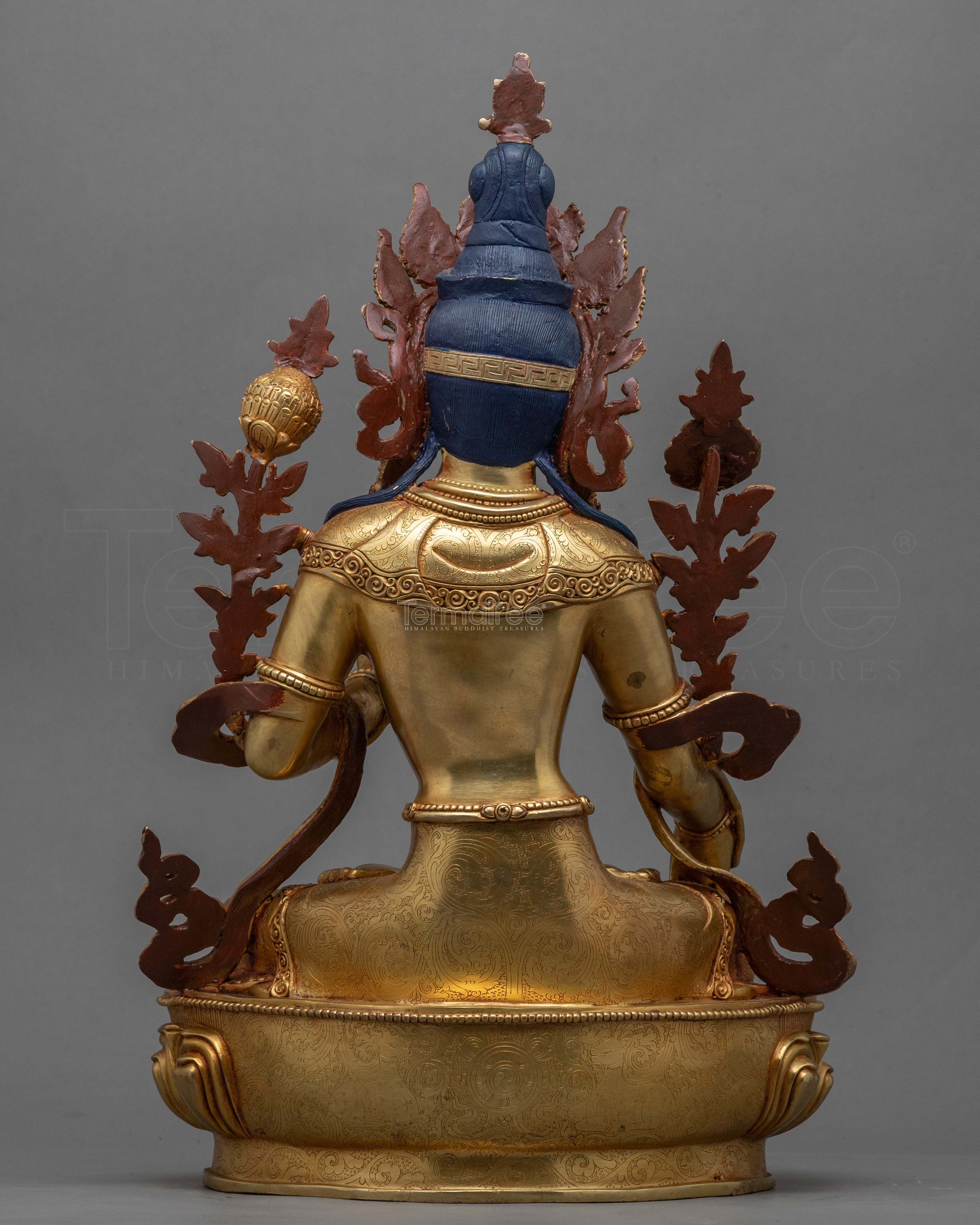Gold-Gilded White Tara Figurine | Traditionally Hand-Carved Buddhist Deity - Termatree