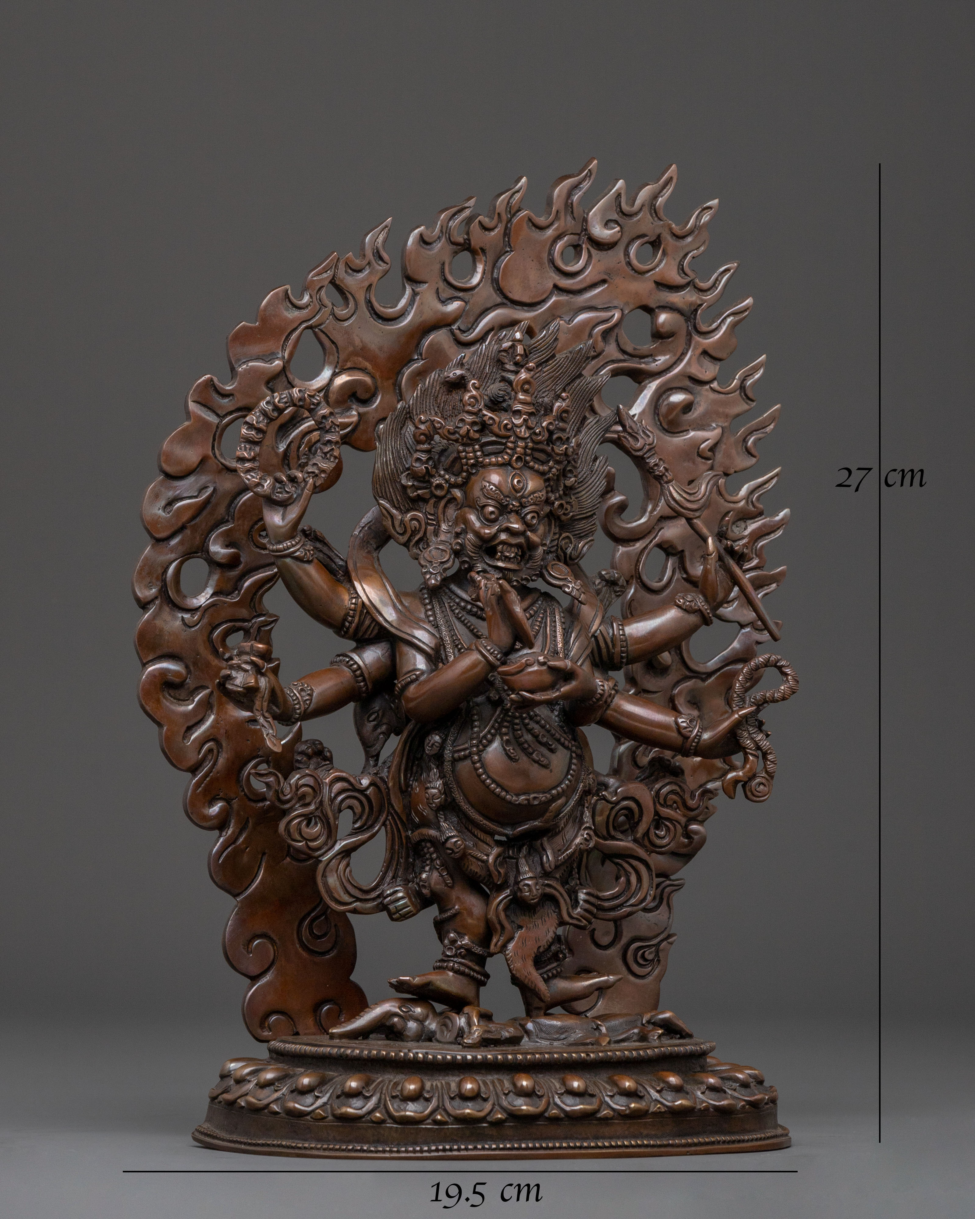 Shadbhuja Mahakala Oxidized Statue | Fierce Protector of the Dharma