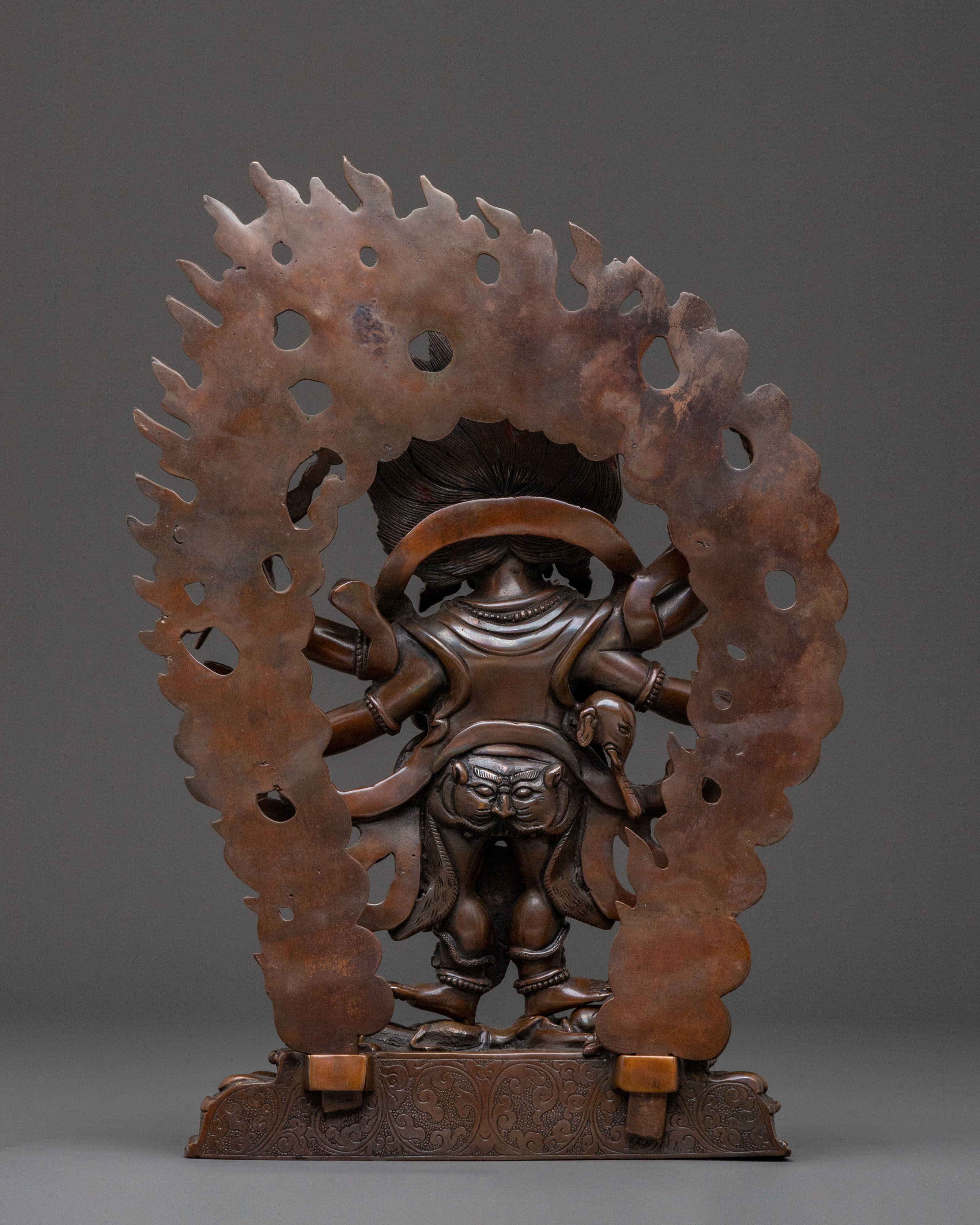 Shadbhuja Mahakala Oxidized Statue | Fierce Protector of the Dharma
