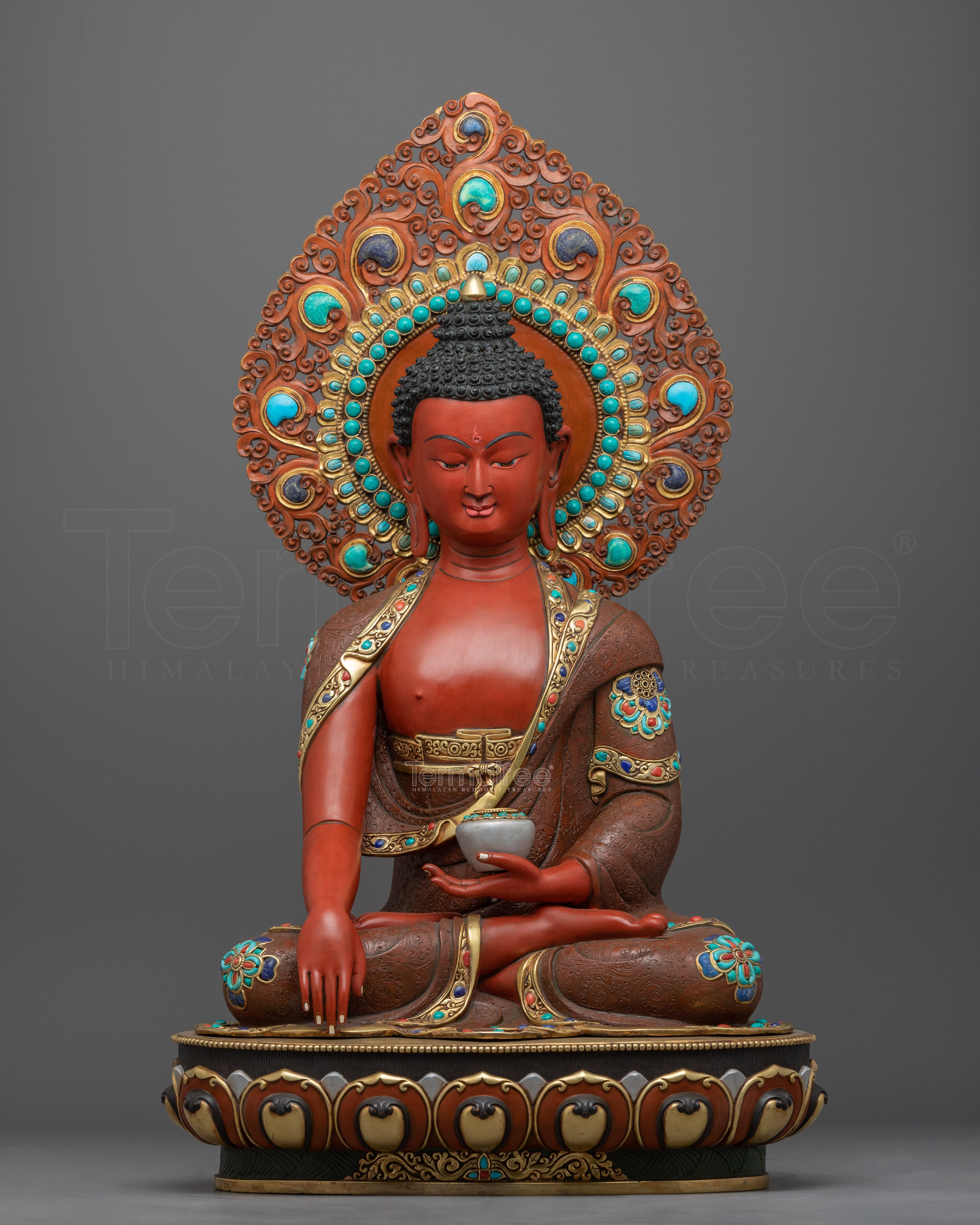 Traditional Tibetan Gold Buddha Monastery Statue | Buddhist Deity Figurine For Ritual