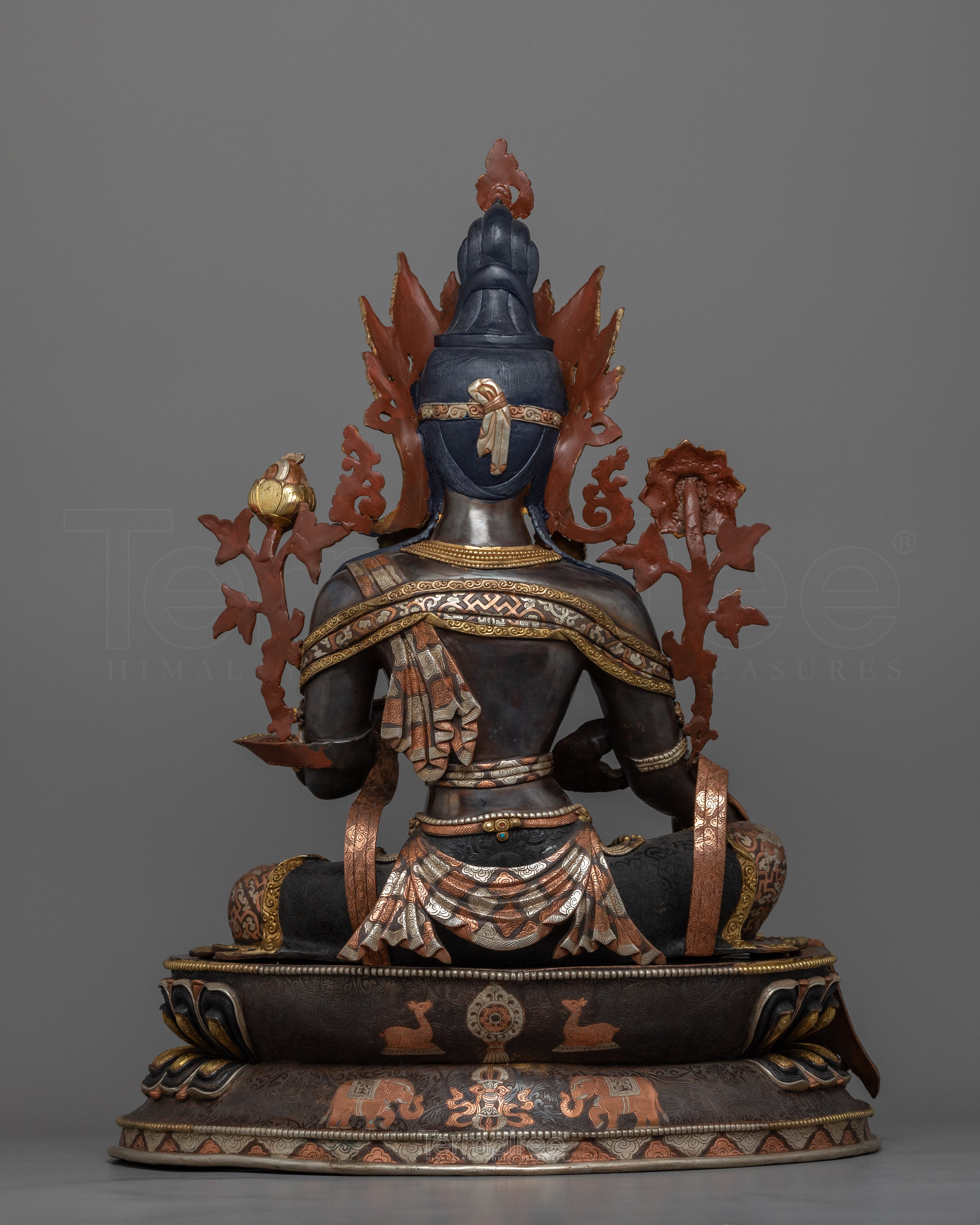 Green Tara Princess Statue | Traditional Tibetan Copper & Gold Statue Of Mother Tara - Termatree