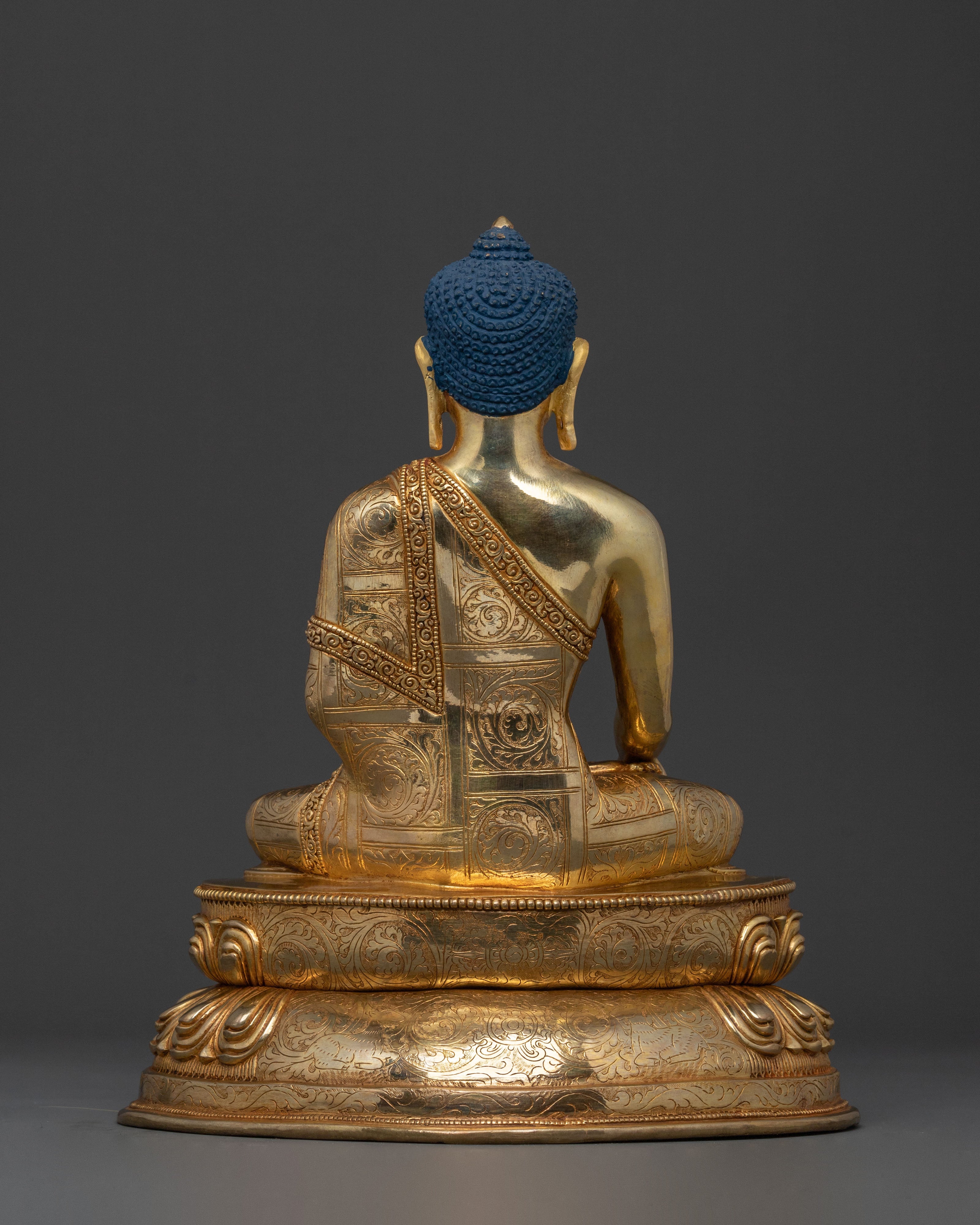 Shakyamuni Buddha Golden Statue for Altar: 24K Gold Gilded