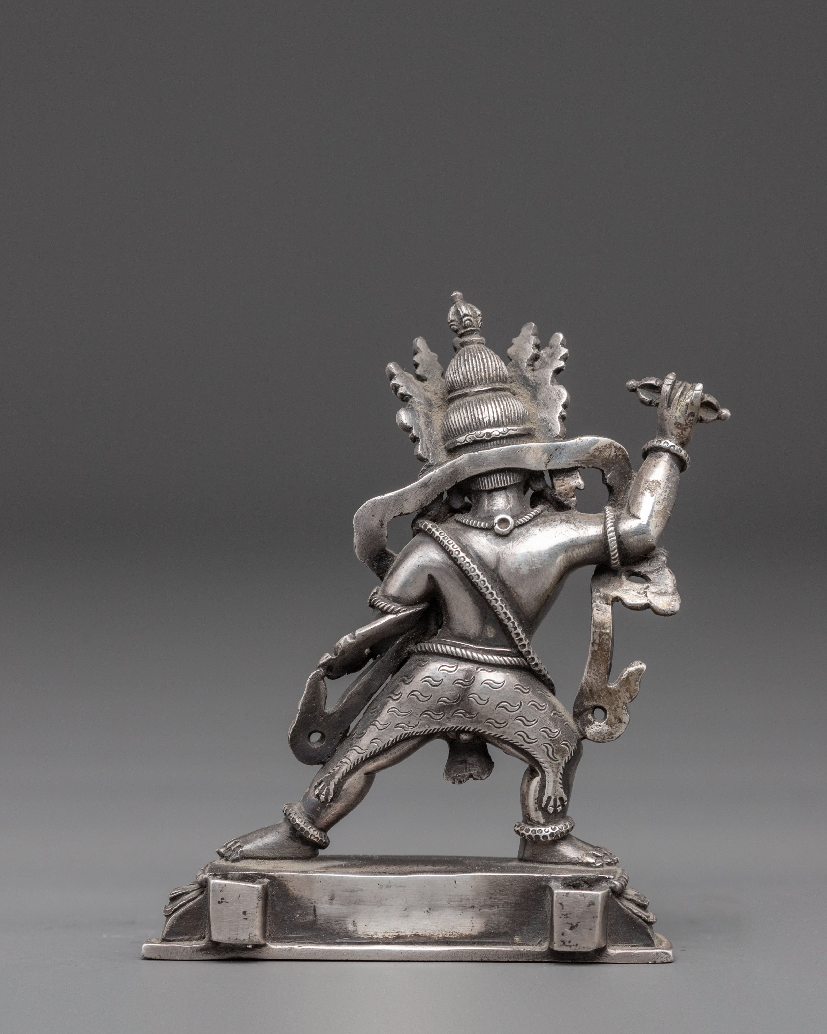 Silver Statue of Vajrapani | Powerful Guardian Deity