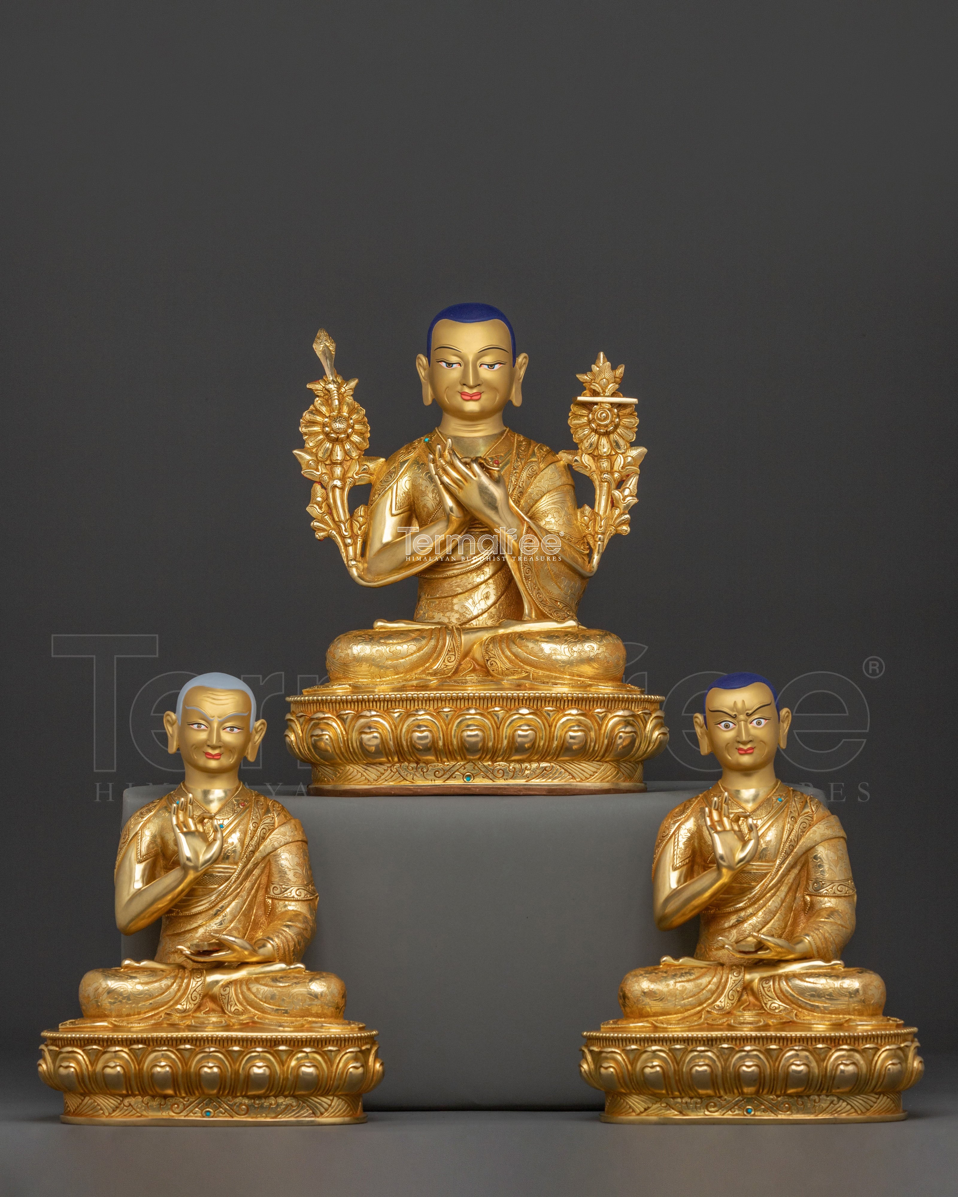 Tsongkhapa with Two Disciples Statue Set | Himalayan Buddhist Art