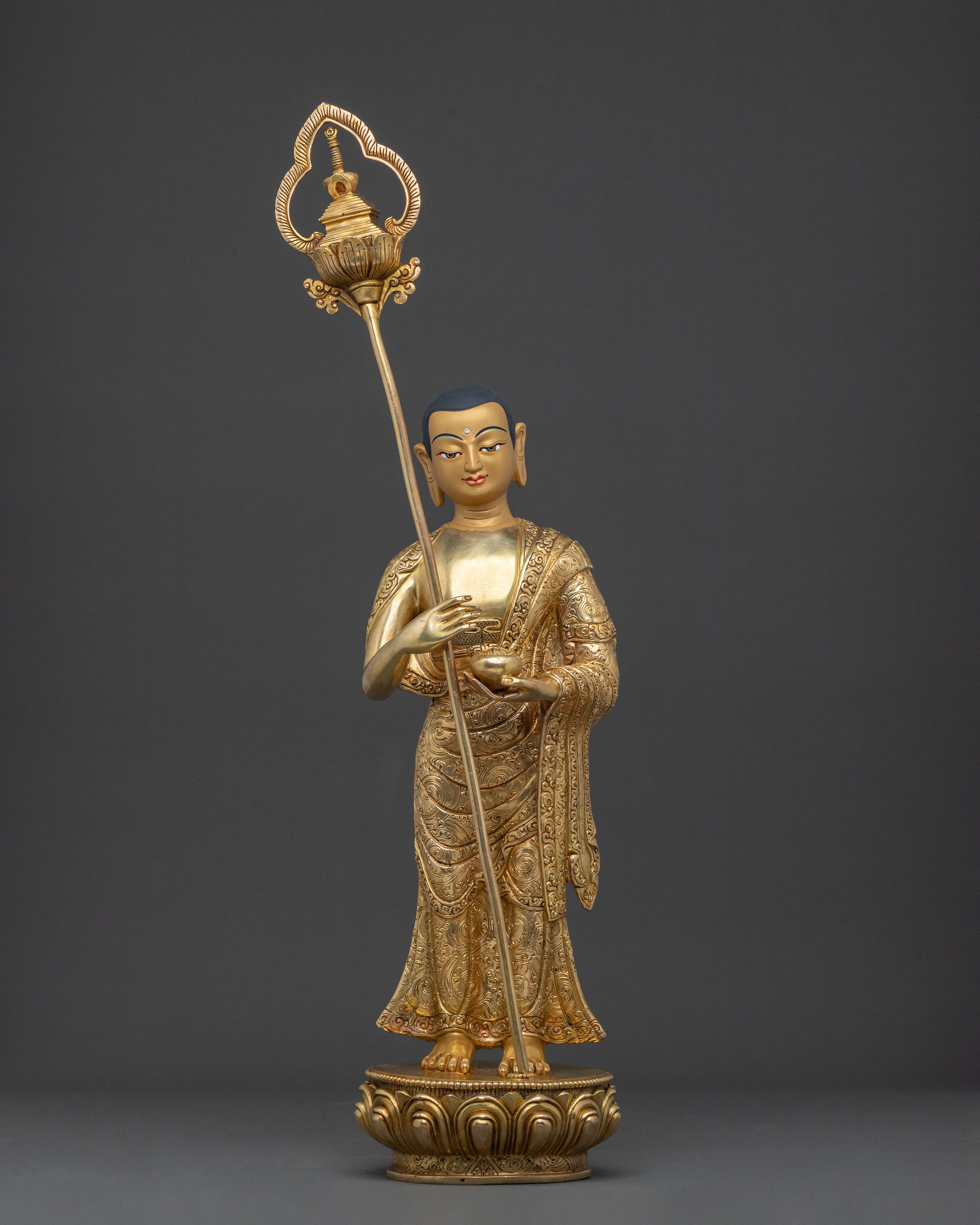 Shakyamuni Buddha with Disciples Handcrafted Statue Set