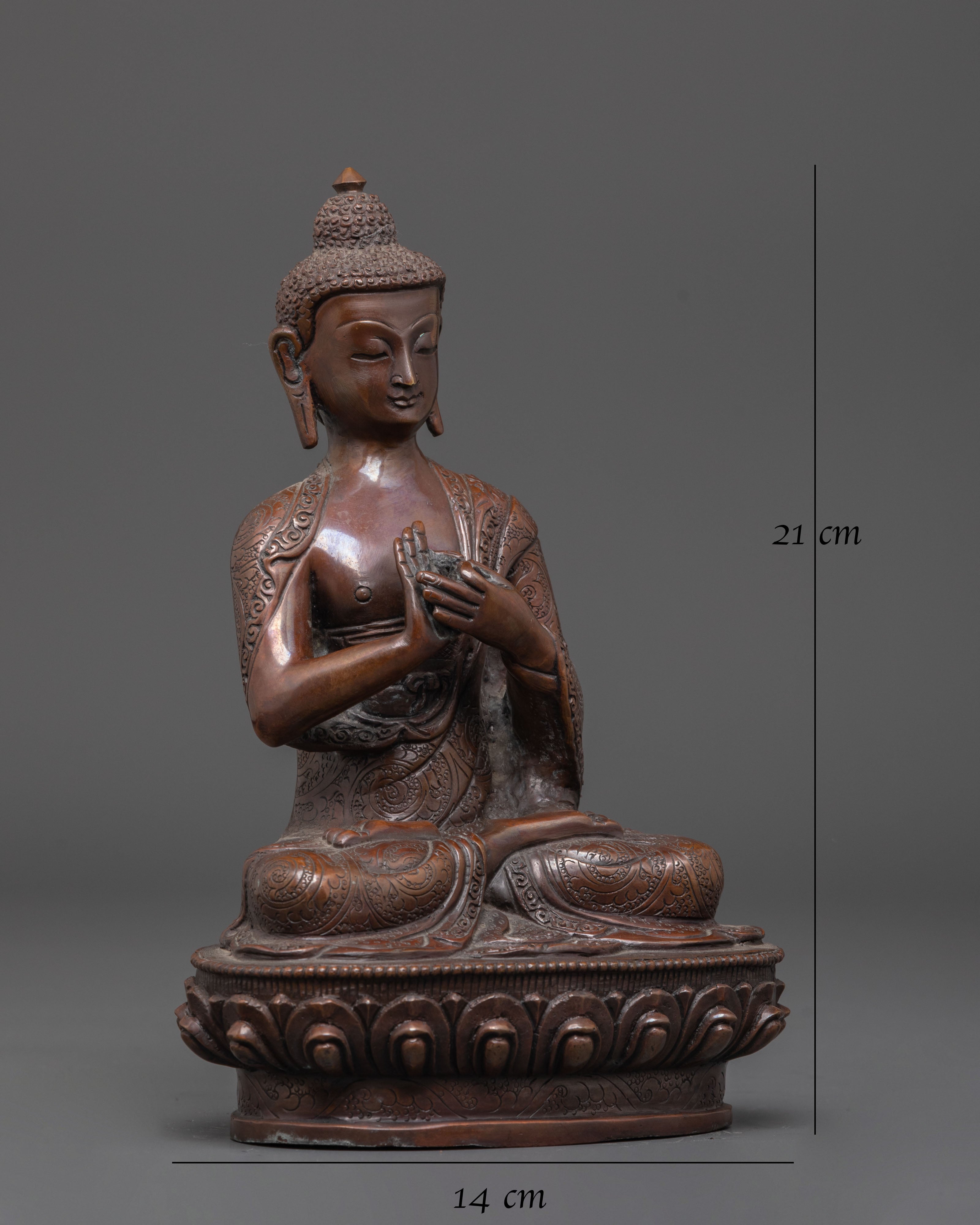 Oxidized Copper handmade Vairocana Sculpture: Cosmic Buddha