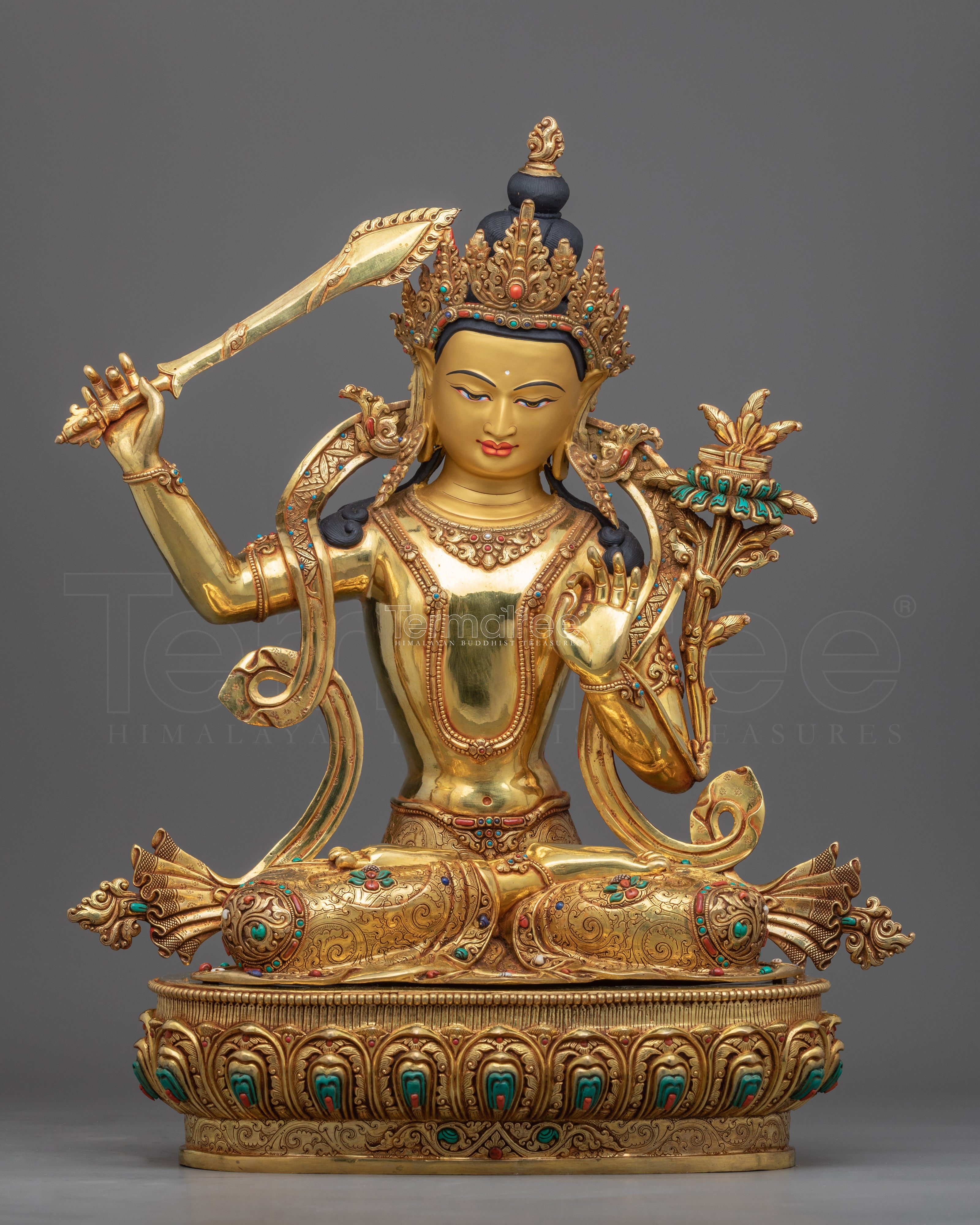 Wisdom Buddha Mantra Practice Statue | Traditional Tibetan Bodhisattva Of Wisdom - Termatree