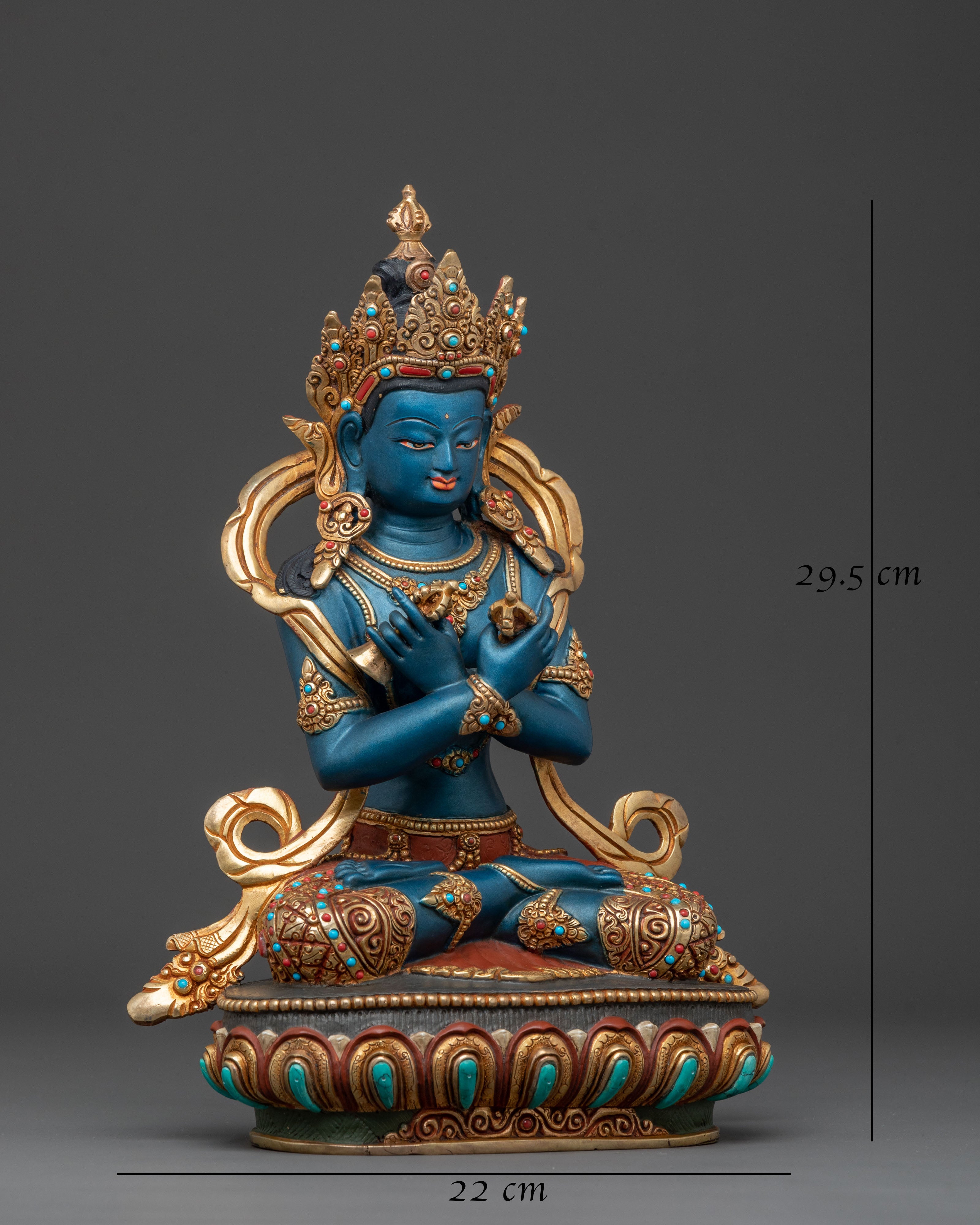 Vajradhara Handcrafted Statue for Meditation: 24K Gold Gilded