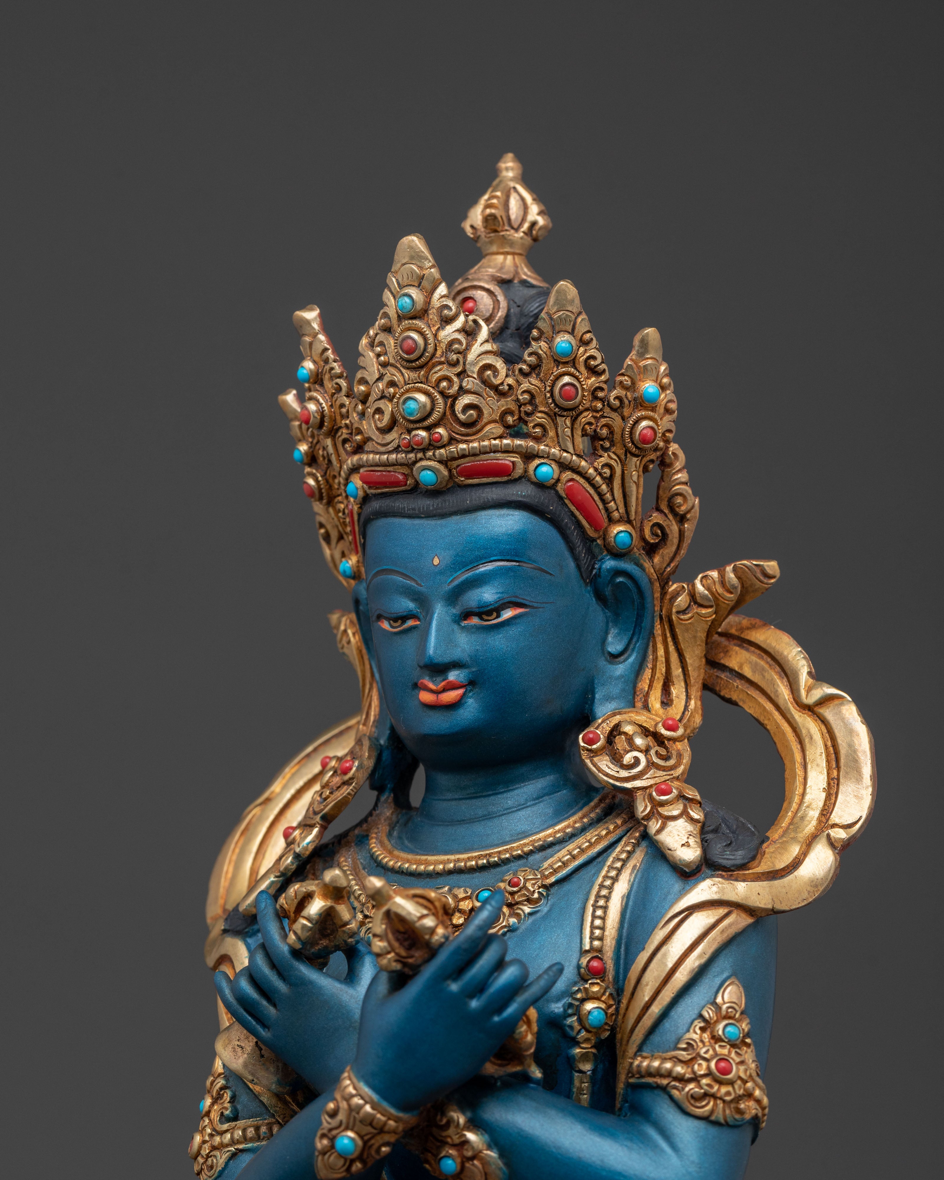 Vajradhara Handcrafted Statue for Meditation: 24K Gold Gilded