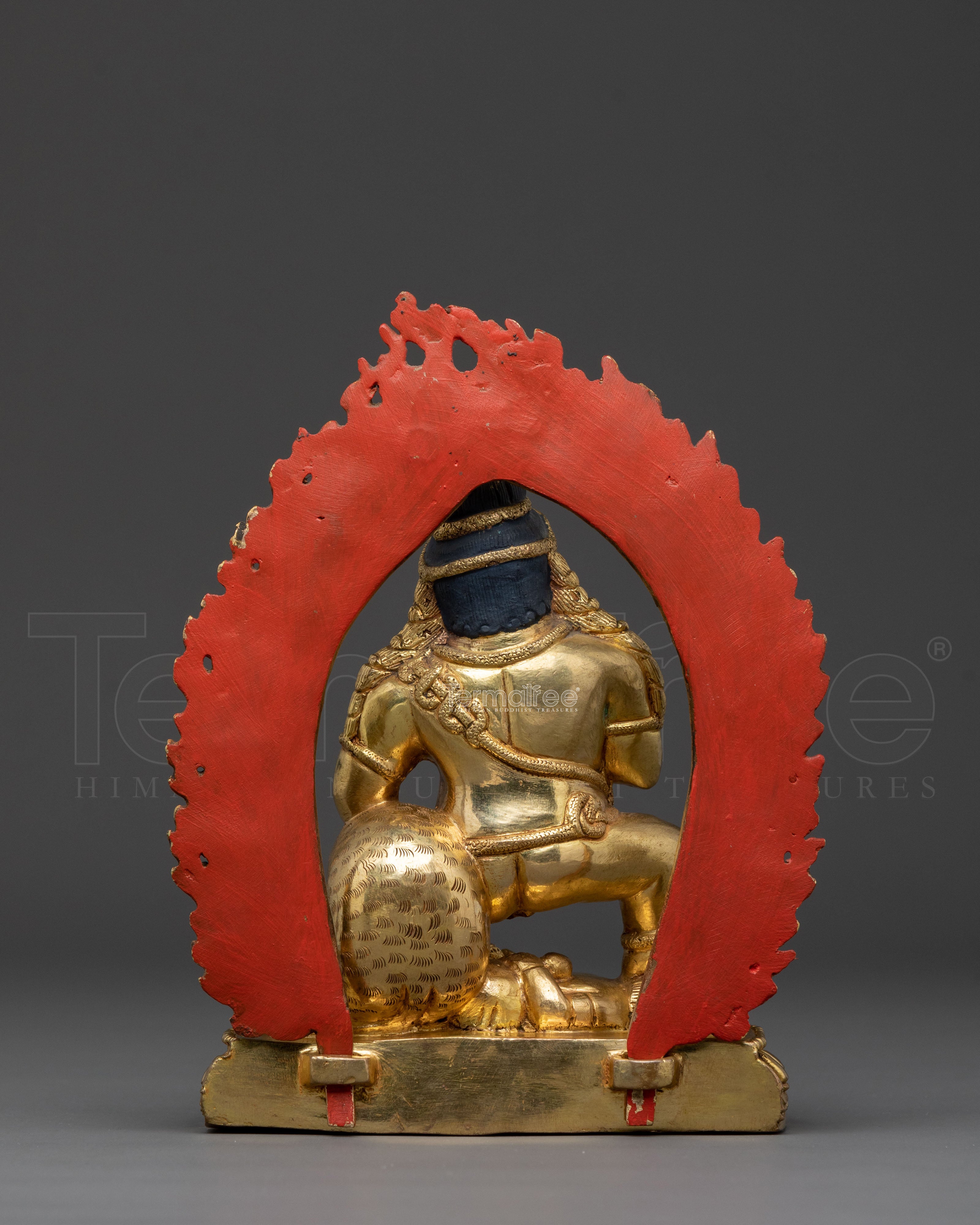 Black Dzambhala Statue: 24K Gold Gilded Guardian