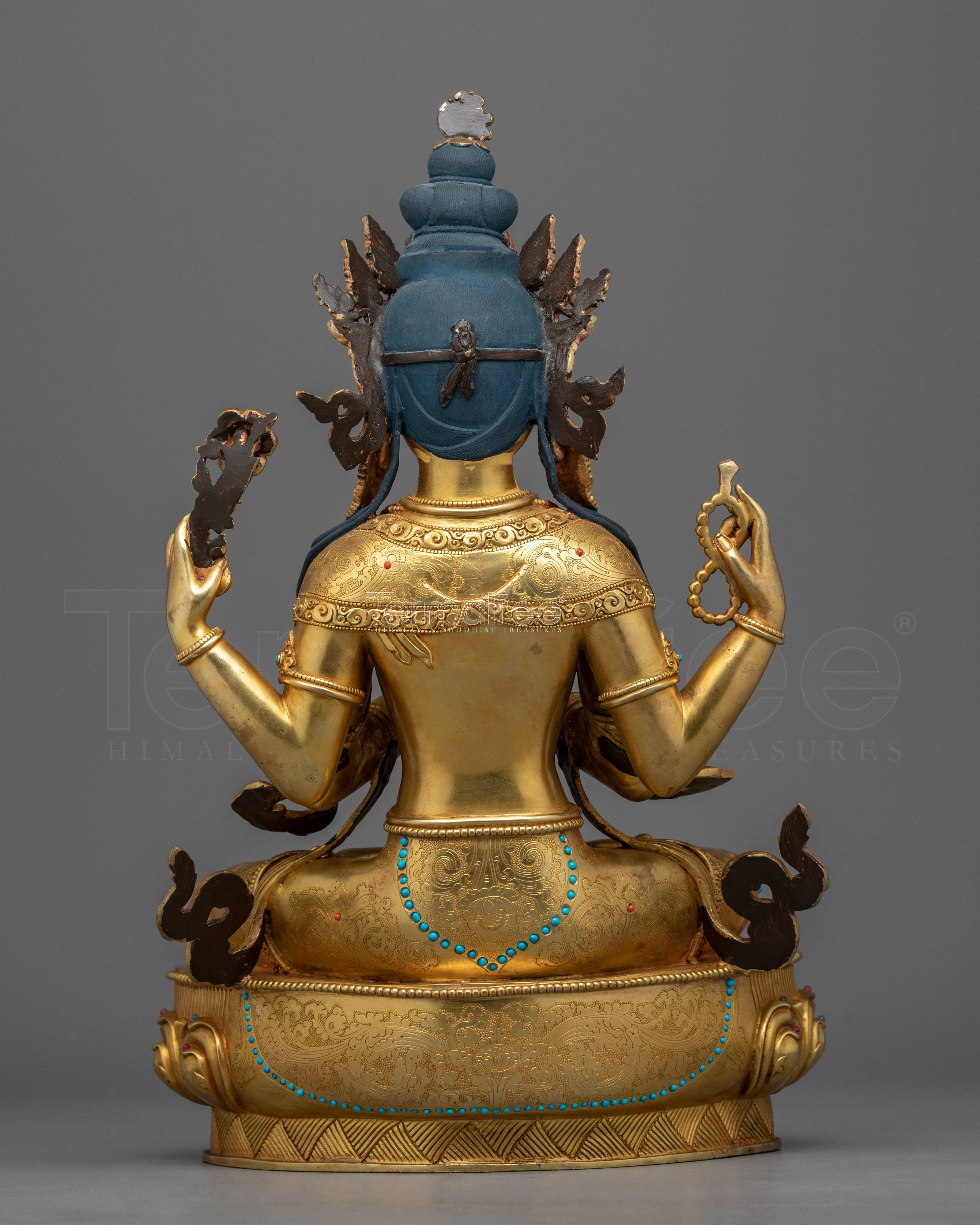 Traditionally Hand-Crafted Statue For Chenrezig Puja | Hand-Carved Buddhist Deity Sculpture