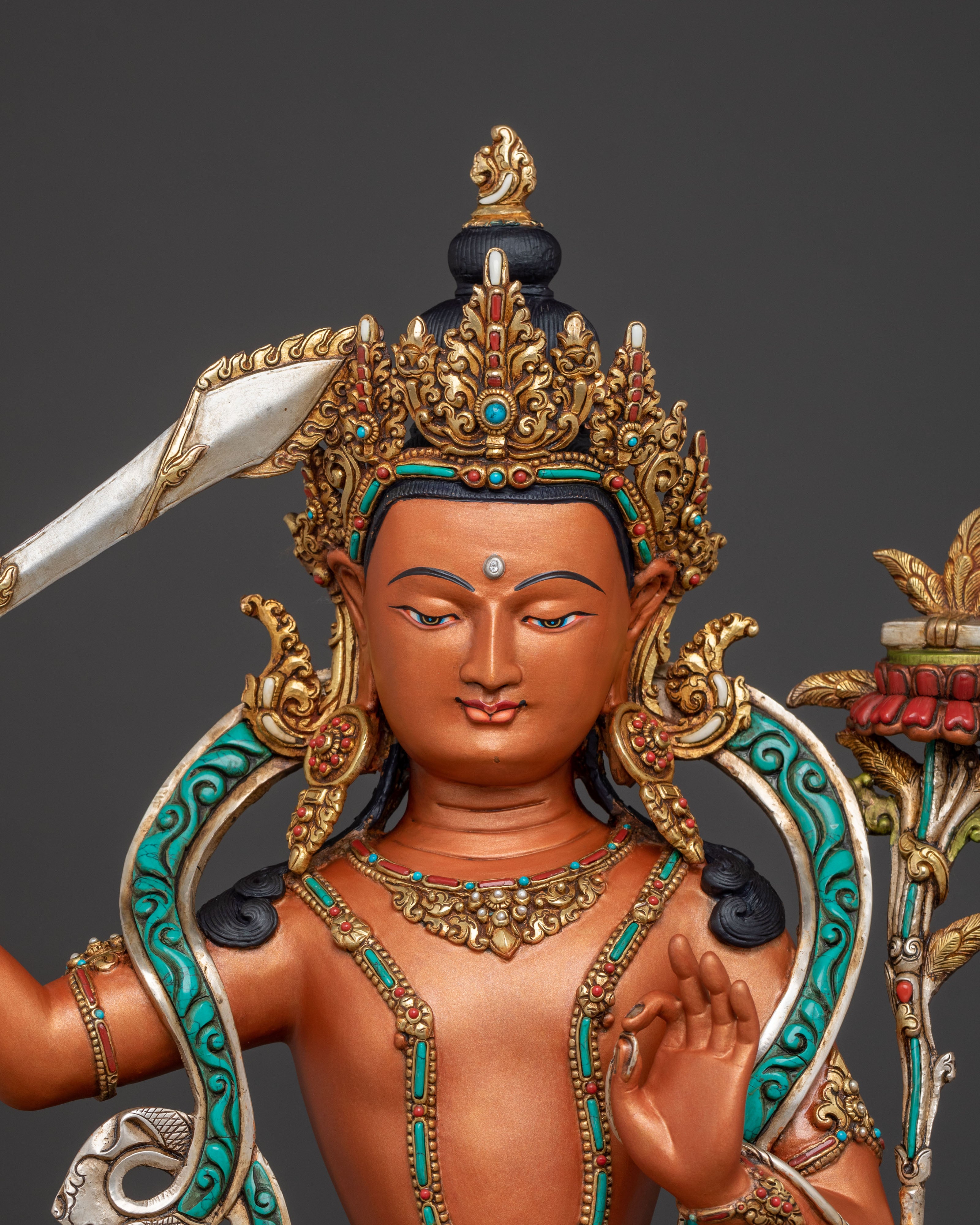 Manjushri Statue: Tibetan Buddhist Handcrafted Figurine