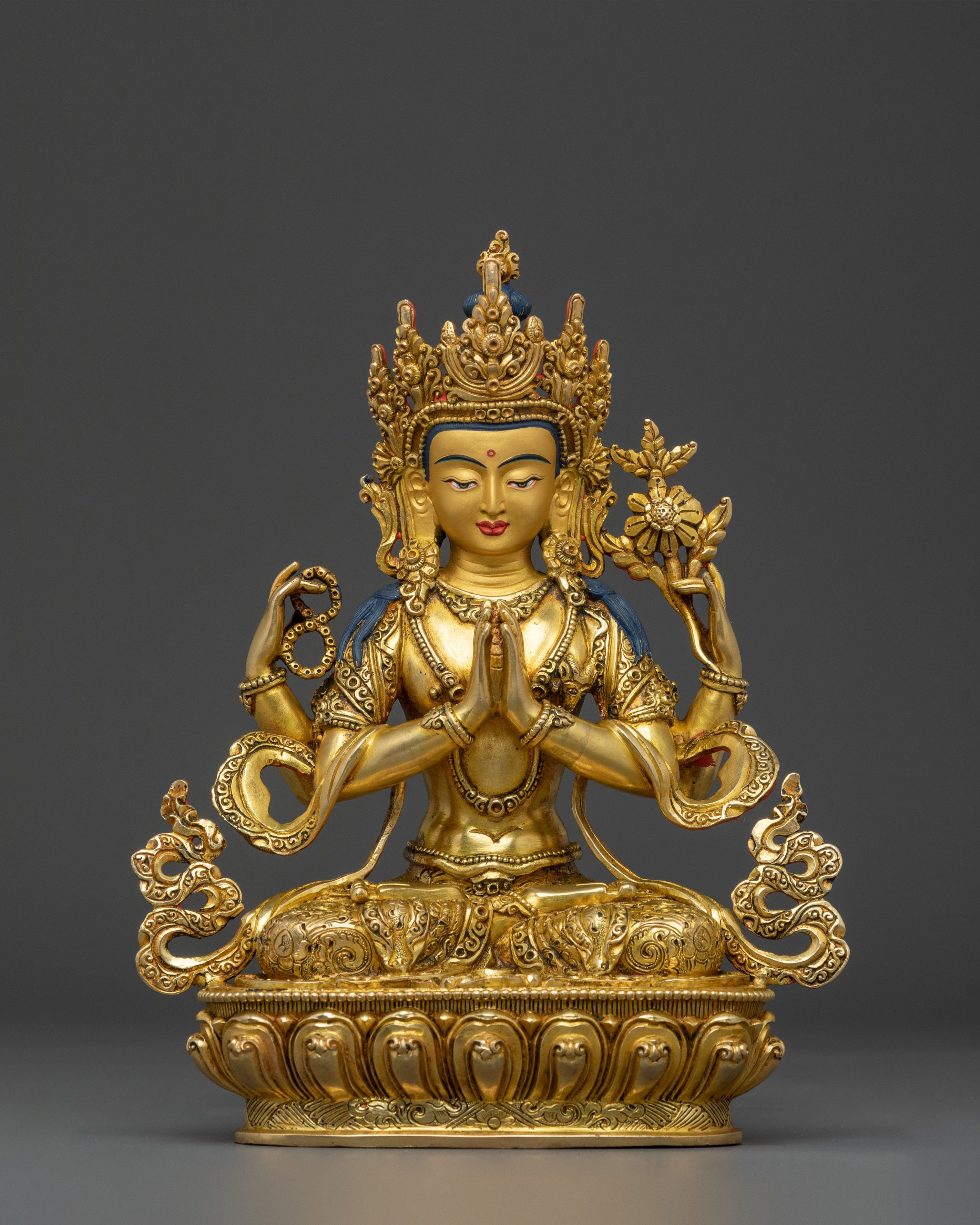 A Radiant Handcrafted Boddhisattva Statue Set | Meditation Altar Set