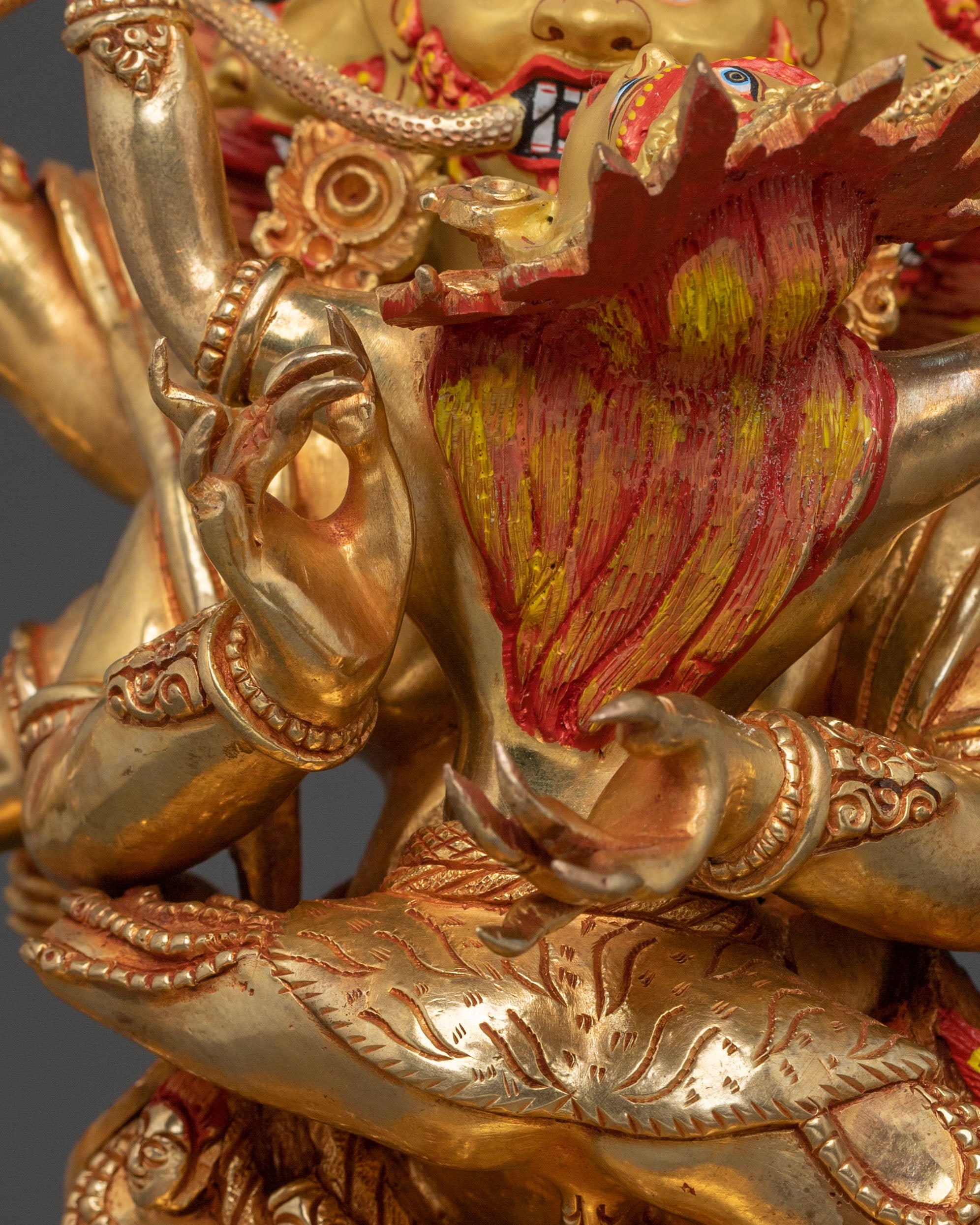 Mahachakra Vajrapani with Consort Statue: 24K Gold Gilded