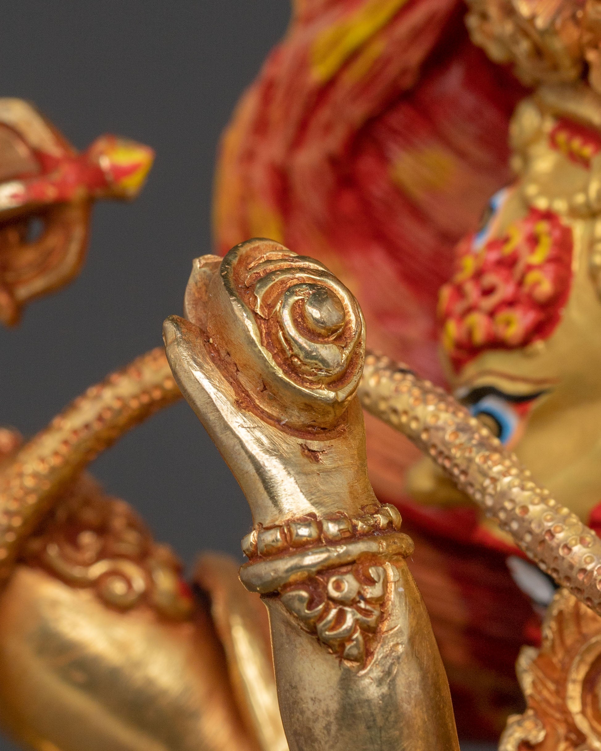 Mahachakra Vajrapani with Consort Statue: 24K Gold Gilded