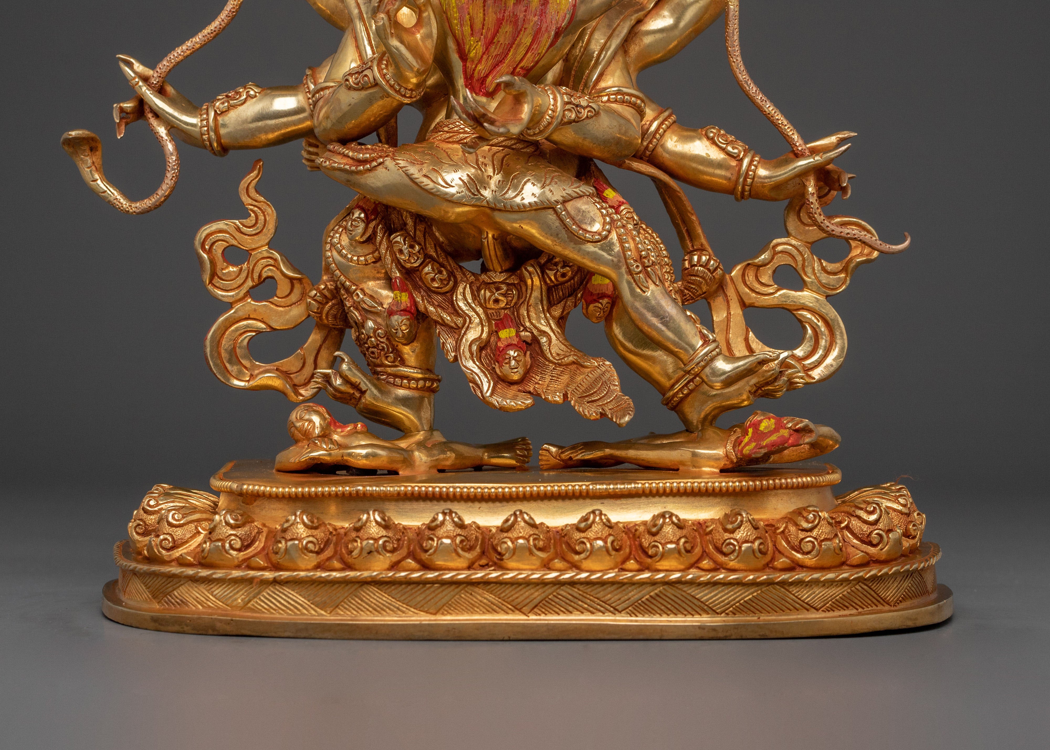Mahachakra Vajrapani with Consort Statue: 24K Gold Gilded