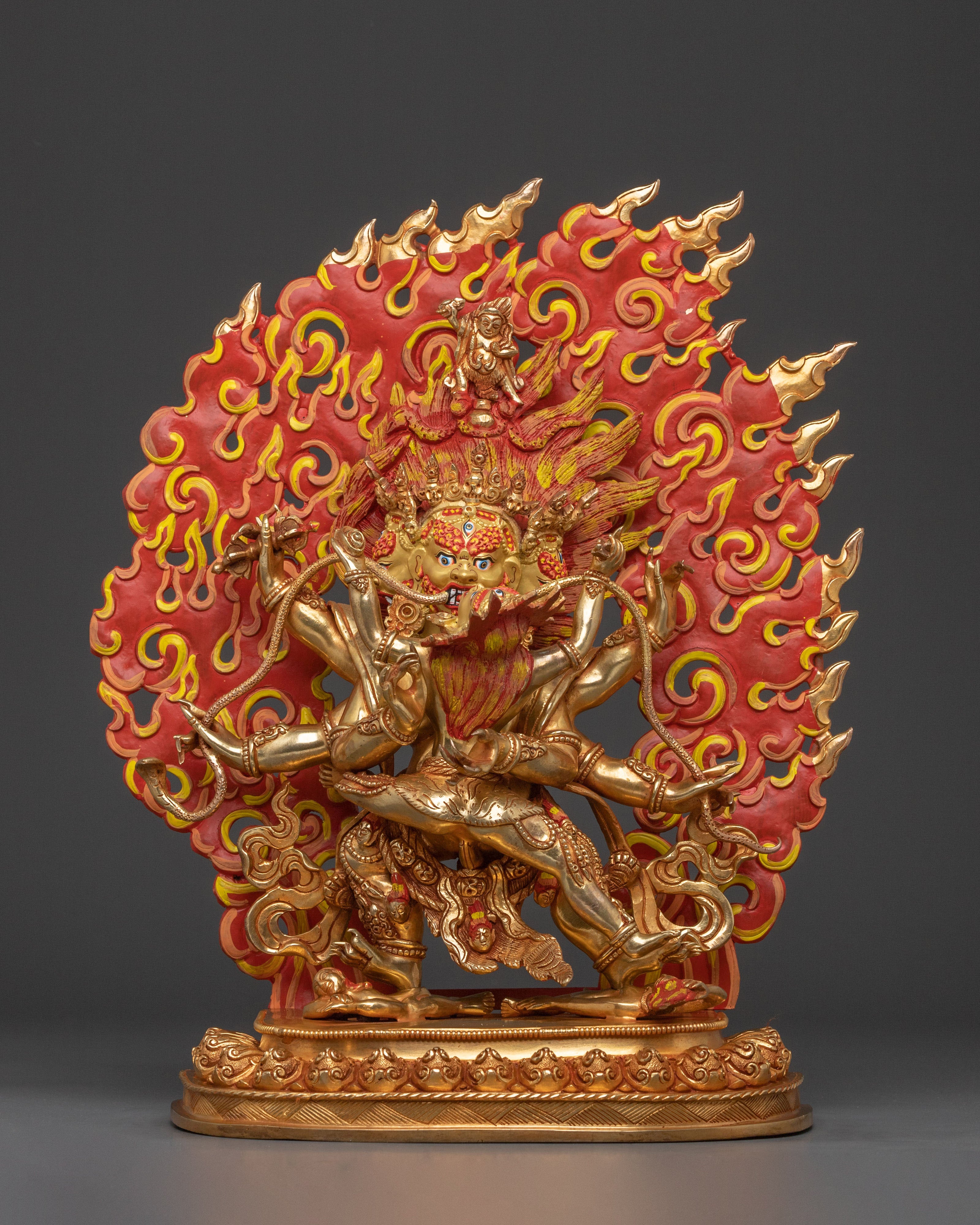Mahachakra Vajrapani with Consort Statue: 24K Gold Gilded