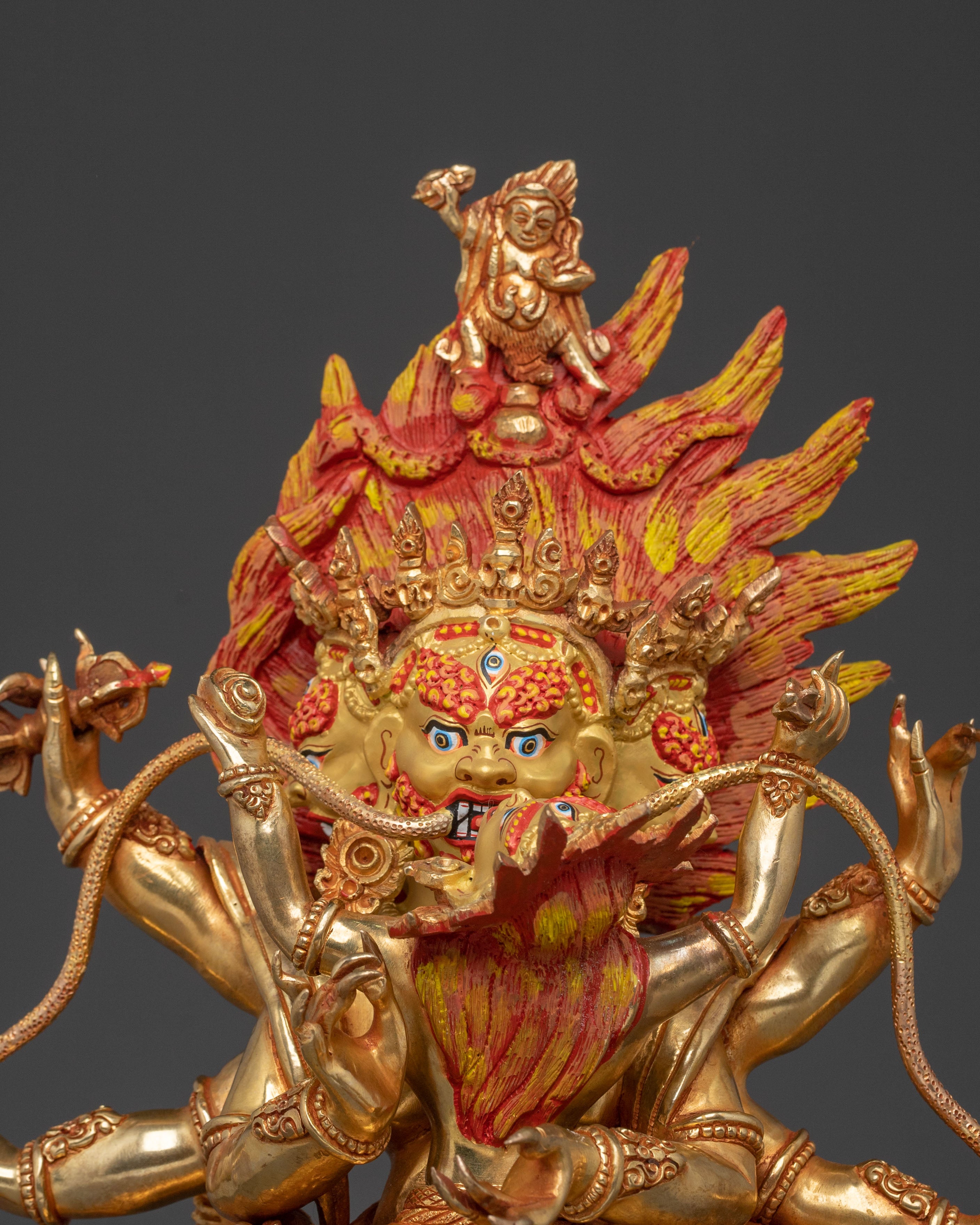 Mahachakra Vajrapani with Consort Statue: 24K Gold Gilded