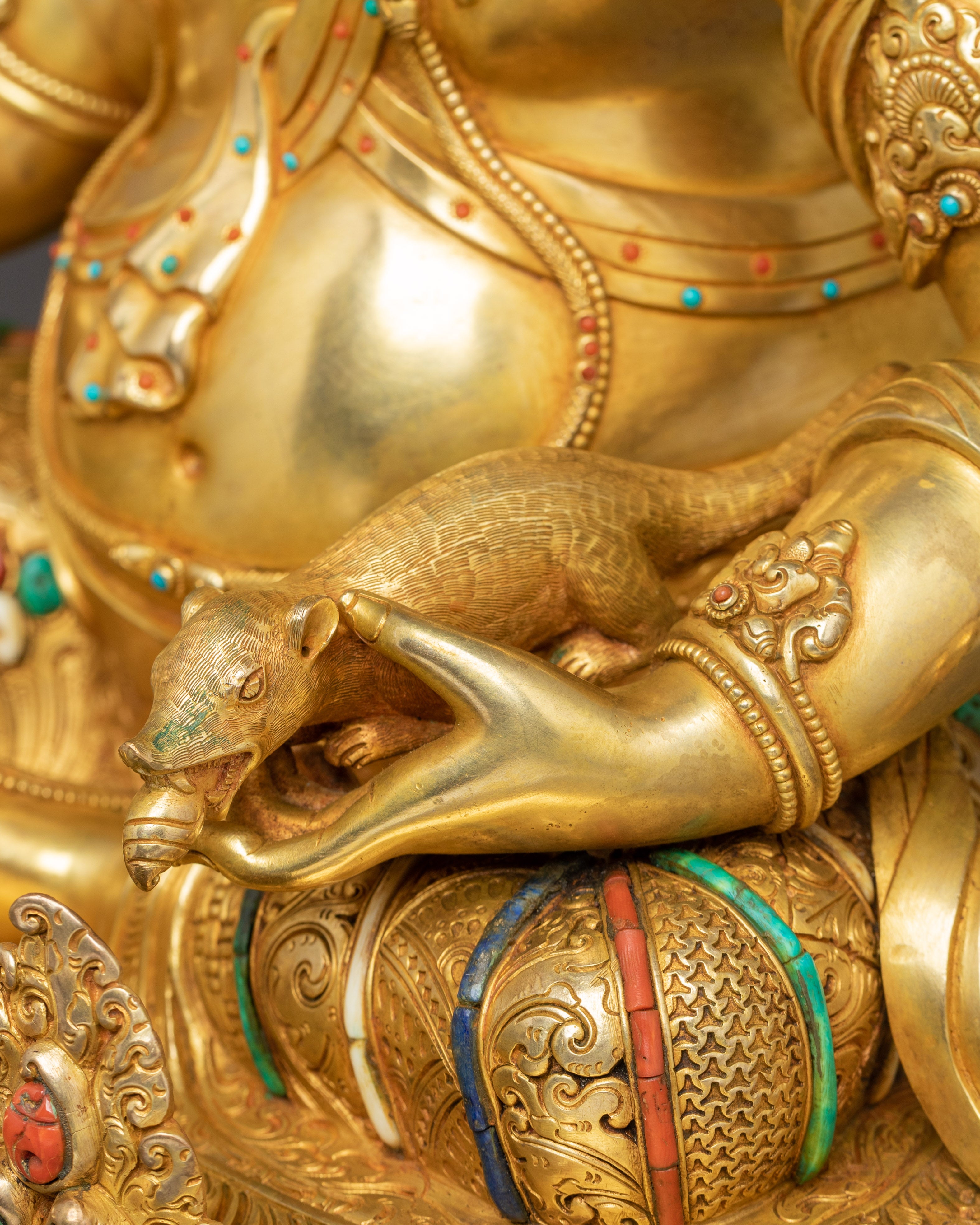 Handmade Statue of Abundance Icon Lord Dzambhala | Tibetan Wealth Deity