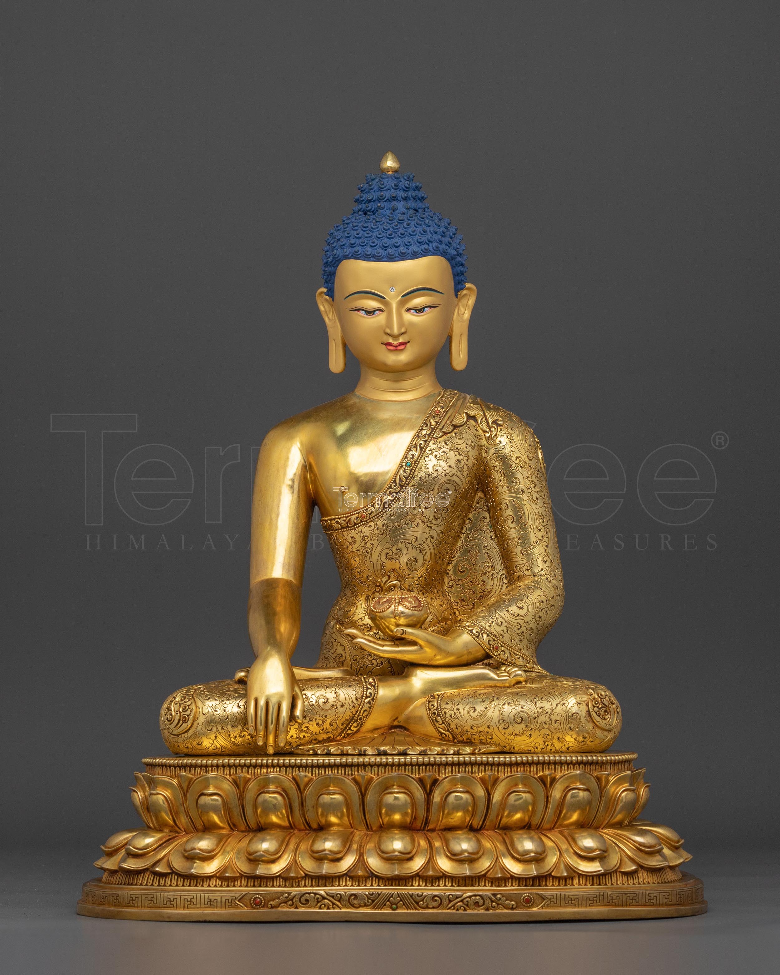 Shakyamuni Buddha Fire Gold Gilded Figurine | Home Decor