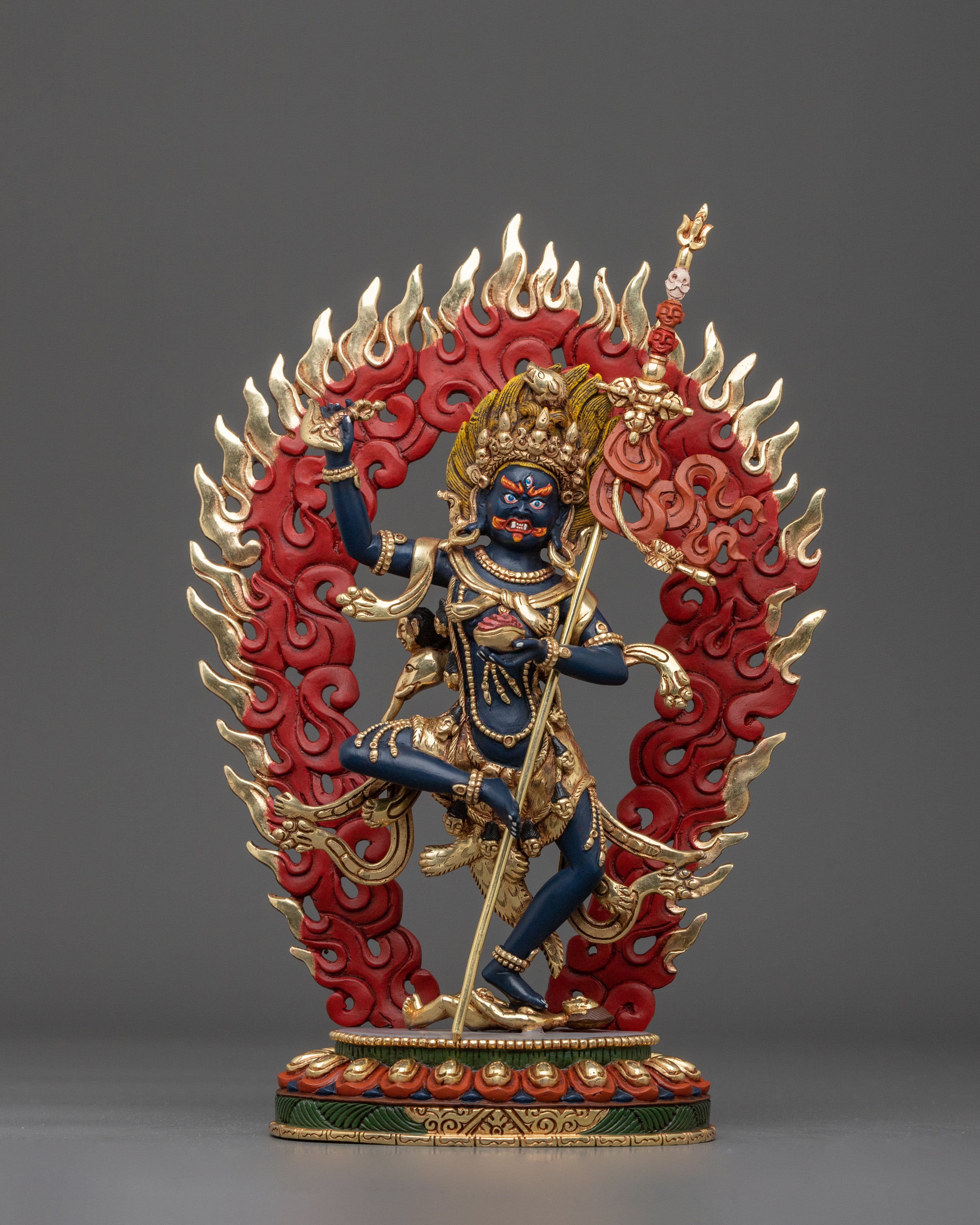 Wrathful Statue of Yogini Troma Nagmo: 24K Gold Gilded