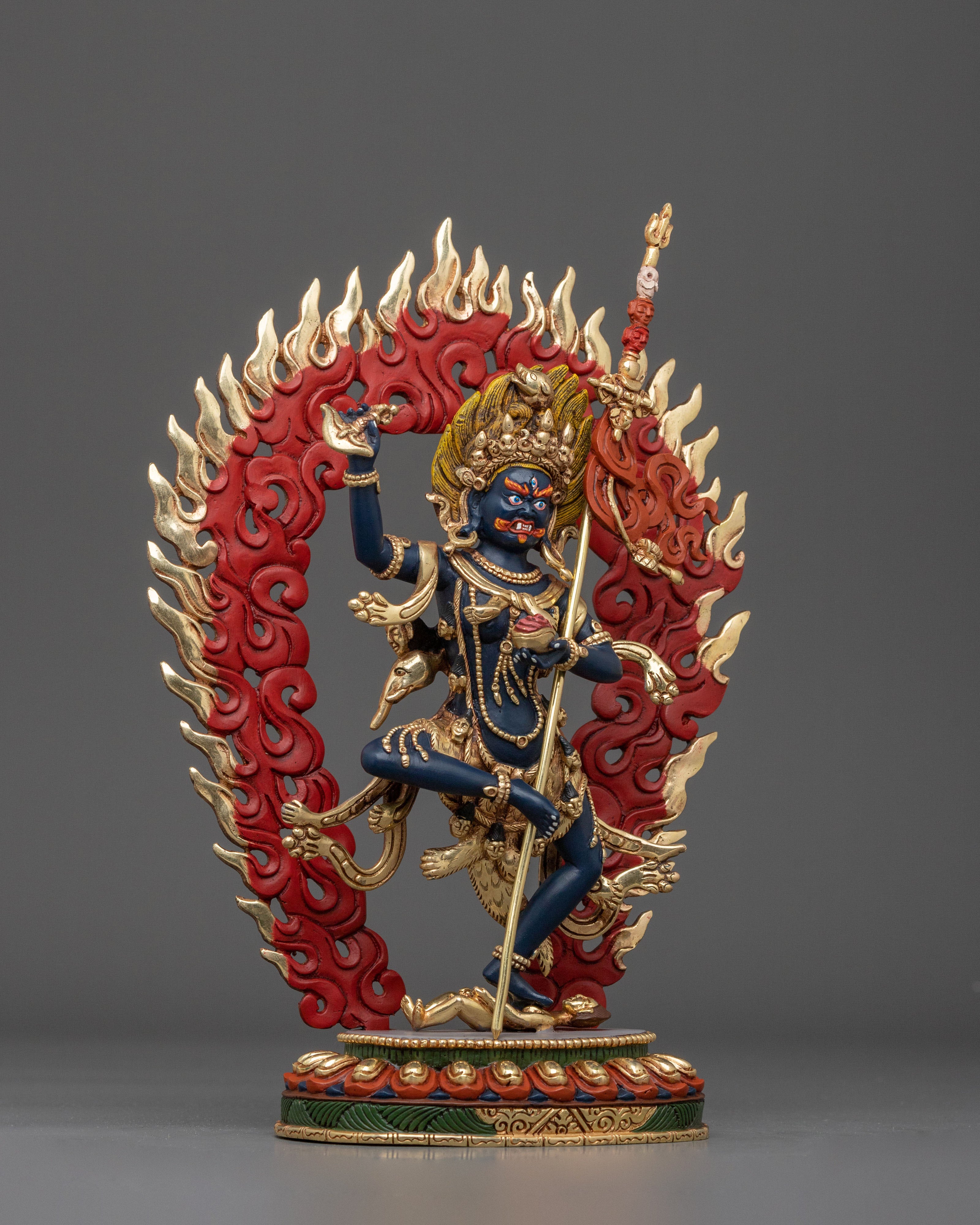 Wrathful Statue of Yogini Troma Nagmo: 24K Gold Gilded