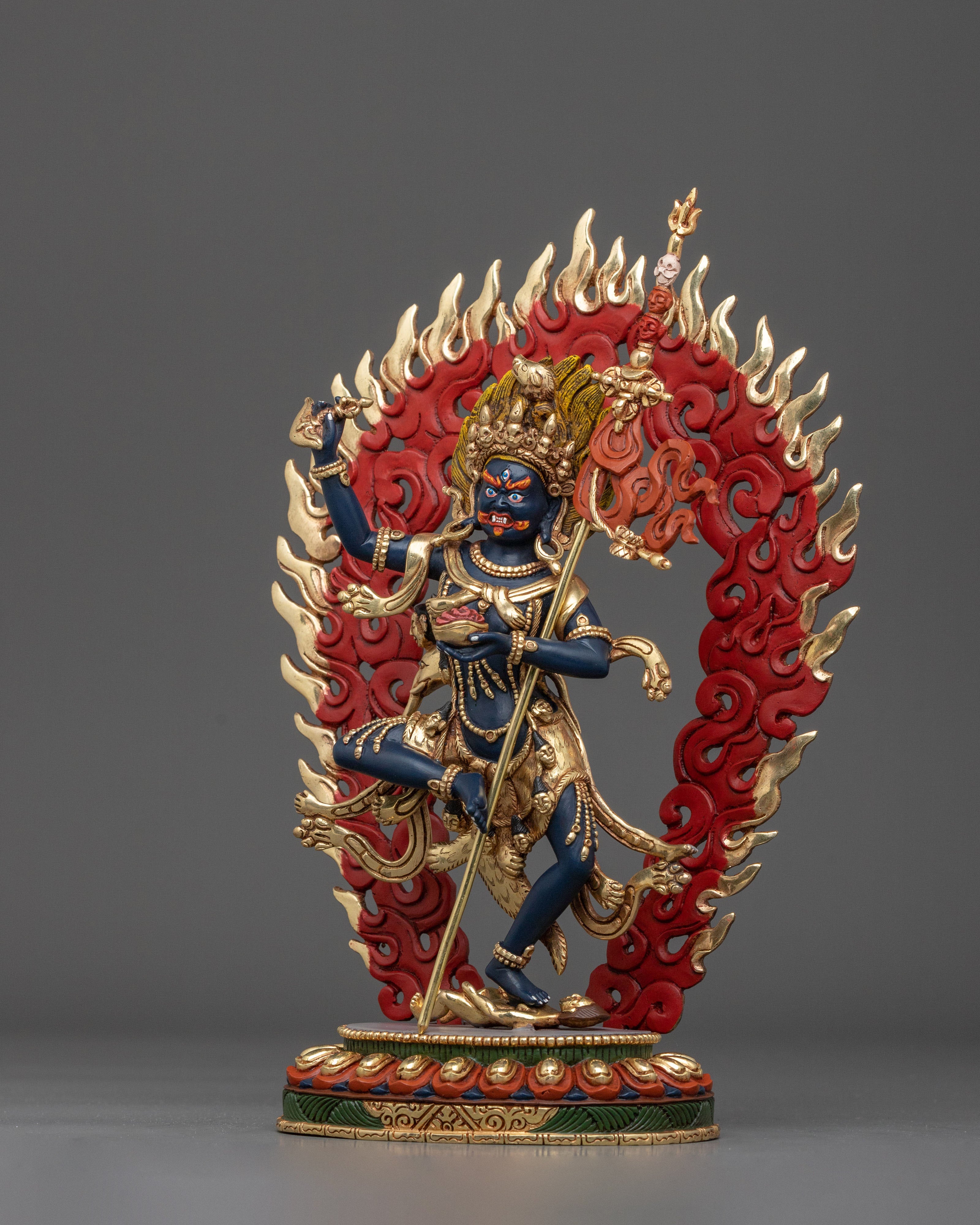 Wrathful Statue of Yogini Troma Nagmo: 24K Gold Gilded