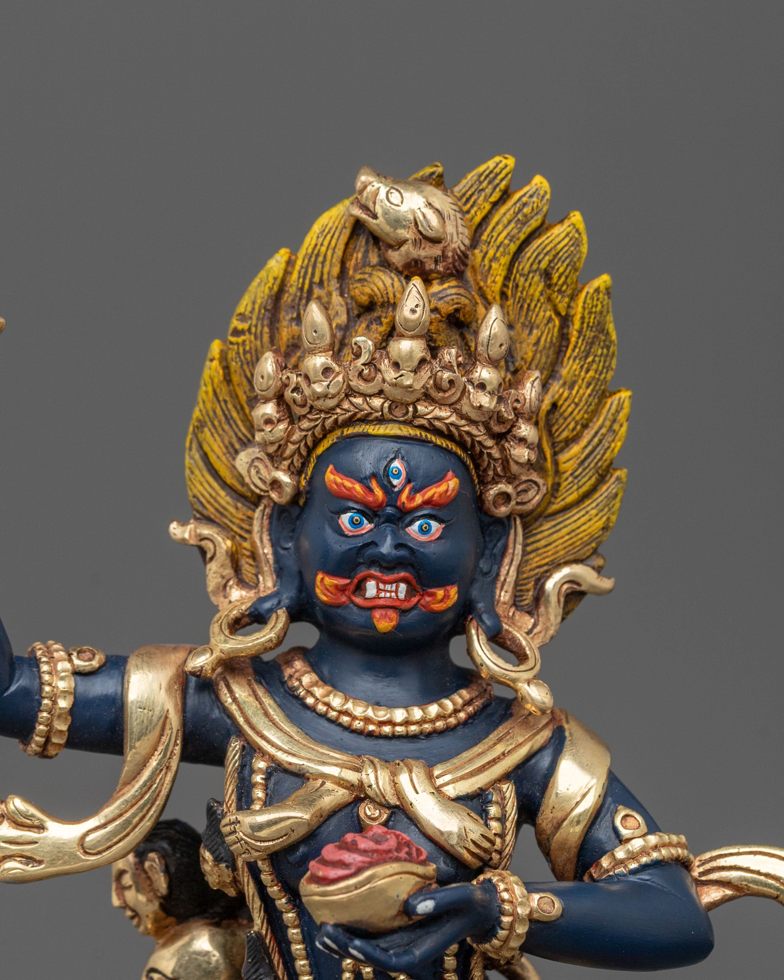 Wrathful Statue of Yogini Troma Nagmo: 24K Gold Gilded