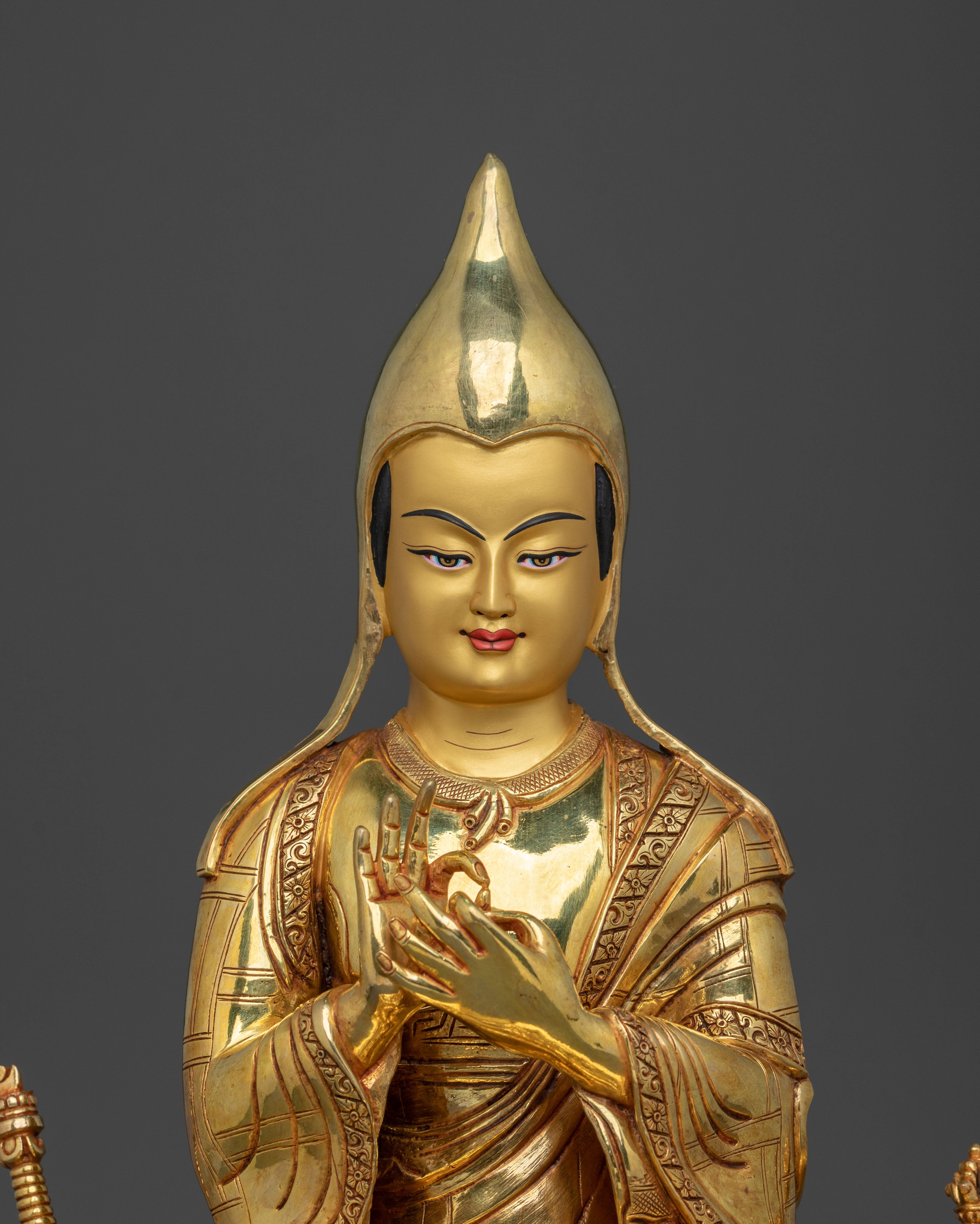 Atisa Sculpture | 24K Gold Gilded Buddhist Master