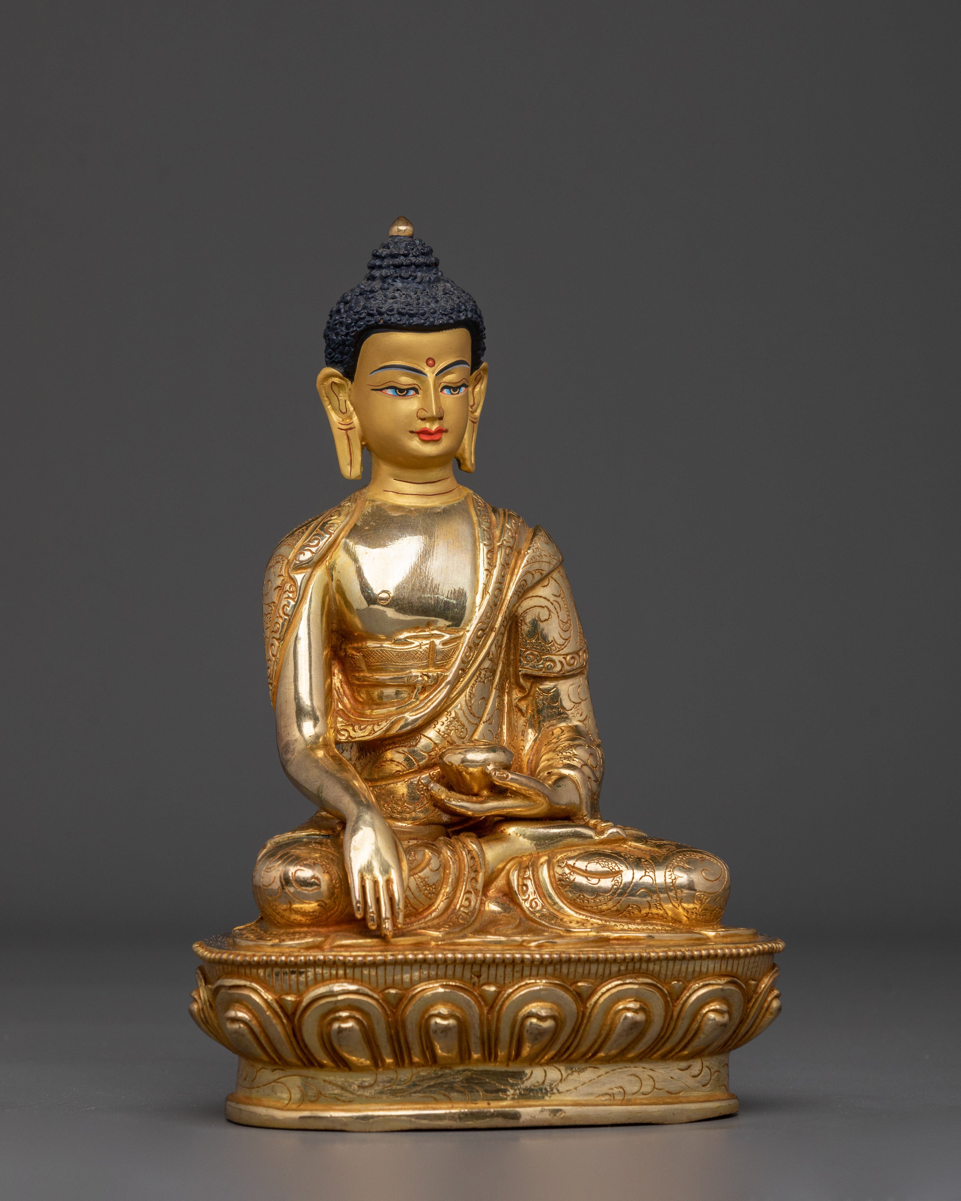 Shakyamuni Buddha Golden Statue: 24K Gold Gilded Copper
