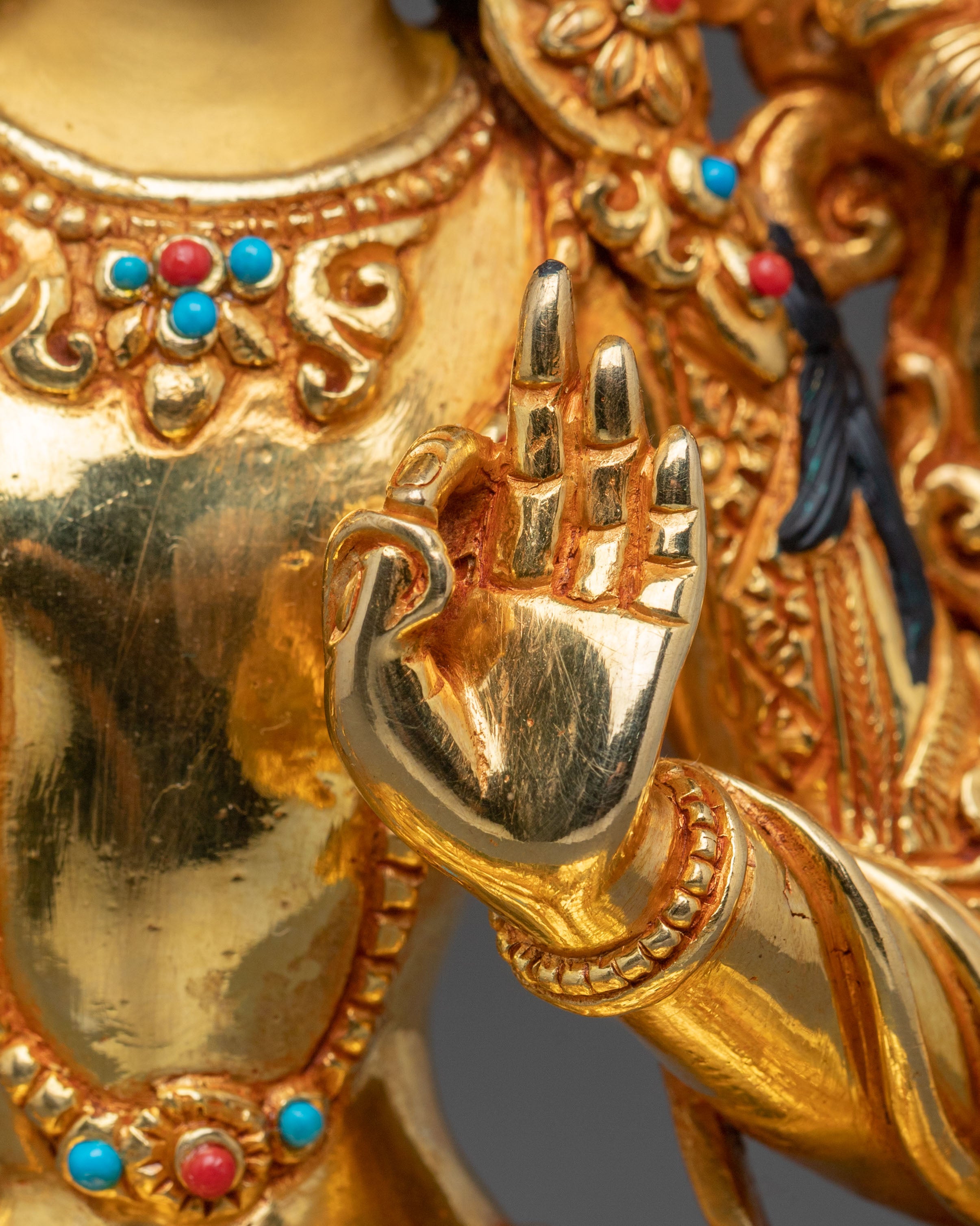 Manjushri Bodhisattva Wisdom Statue – 24K Gold Gilded