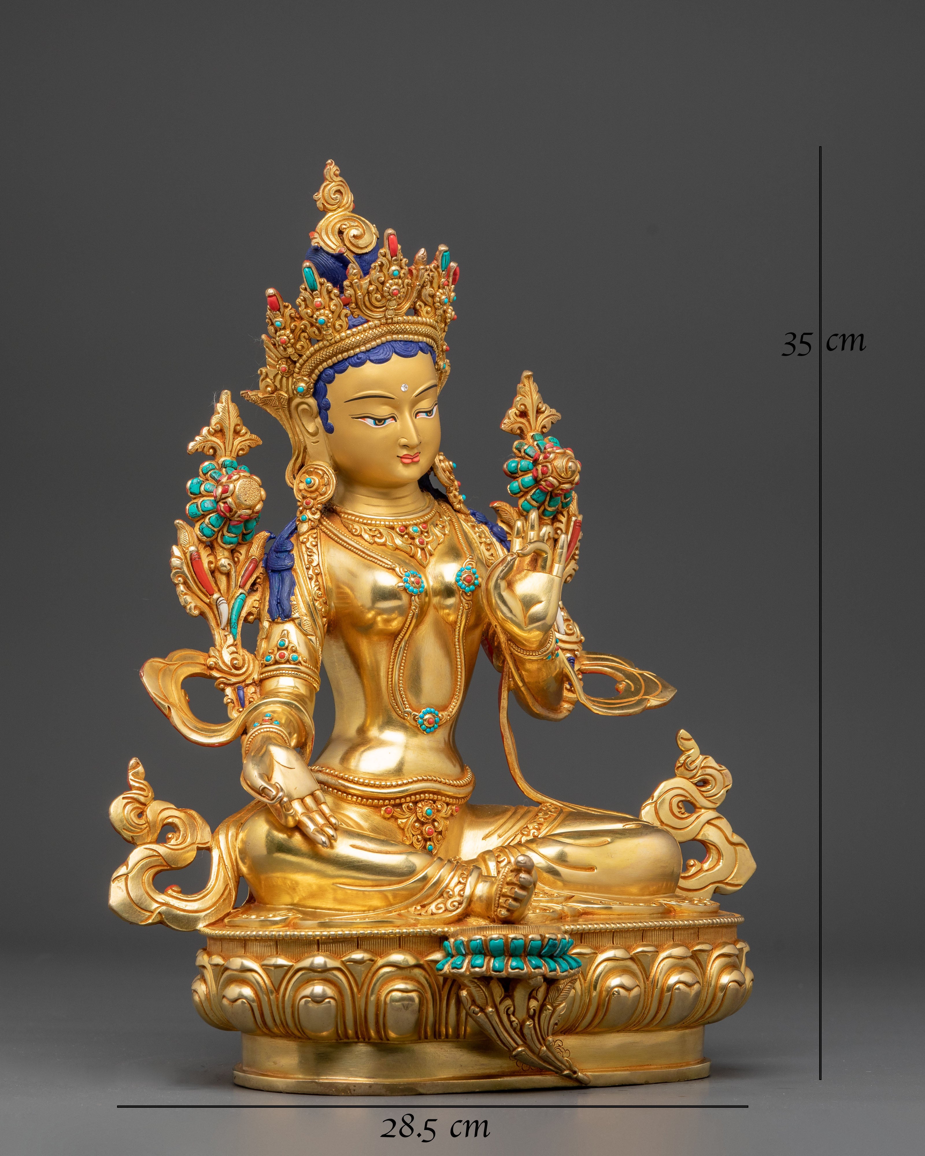 Handmade Statue of Compassionate Mother Green Tara | Female Bodhisattva