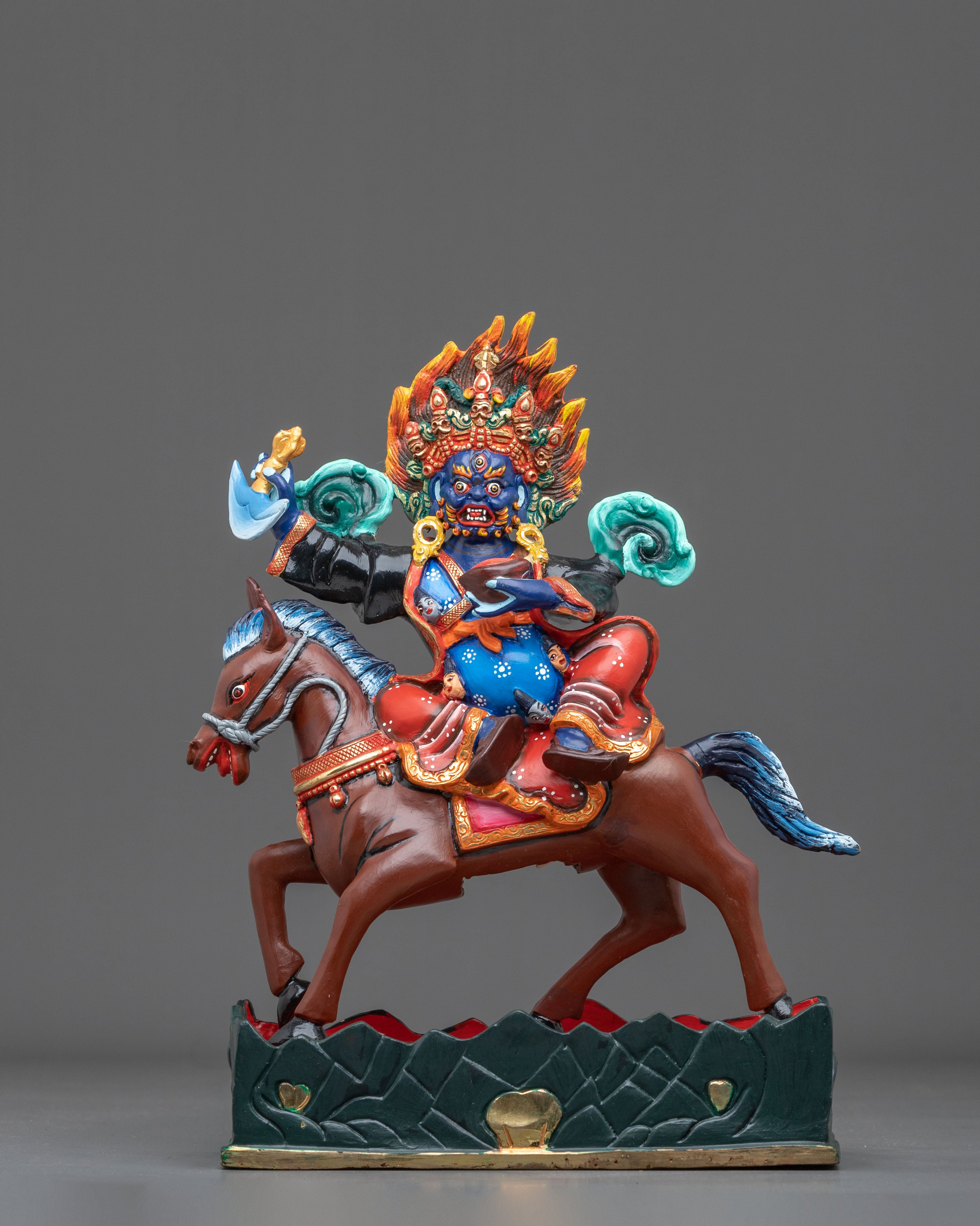 Shanglon Dorje Dudul on Horse: Handmade Copper Statue