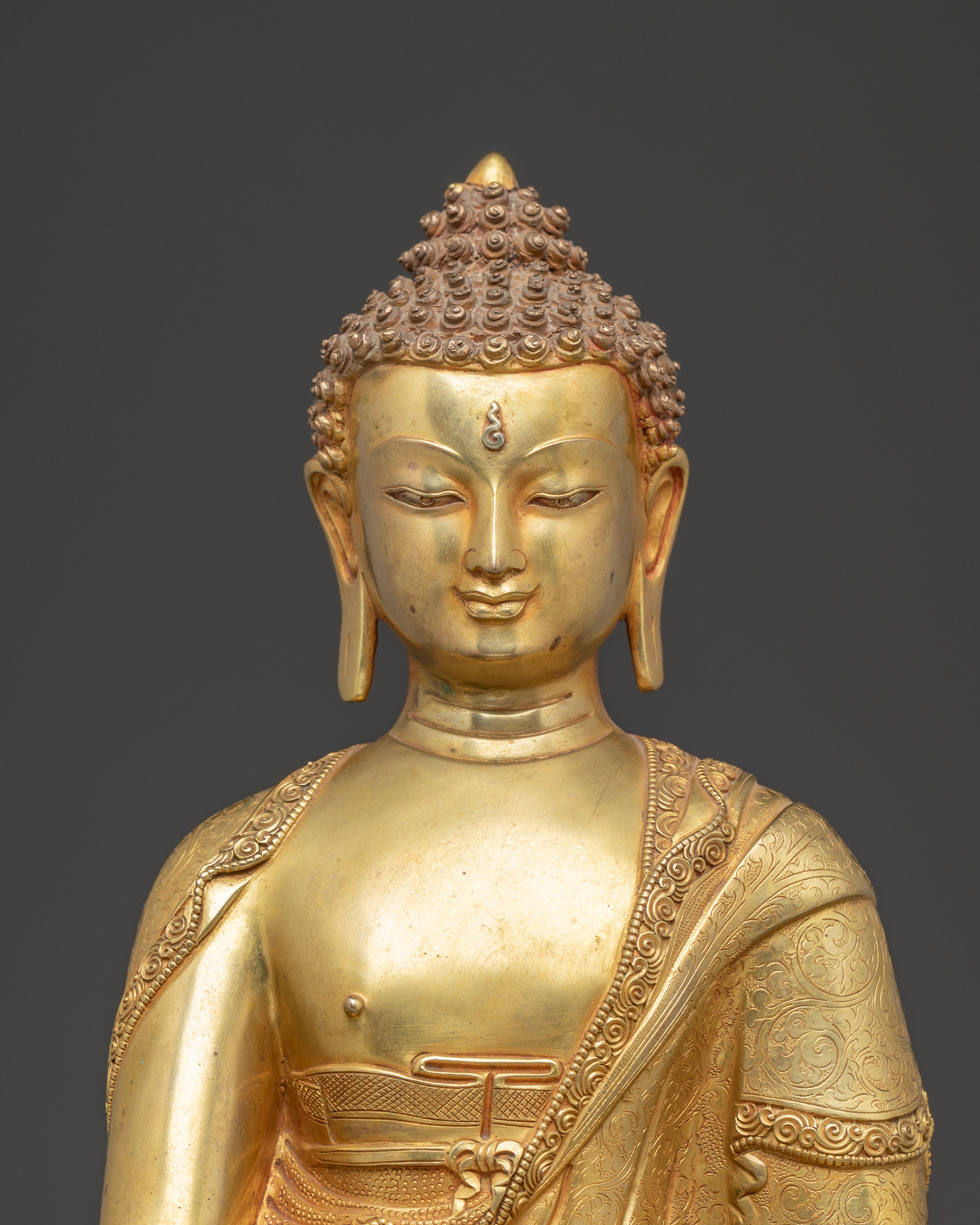Handmade Tibetan Golden Shakyamuni Buddha Copper Art